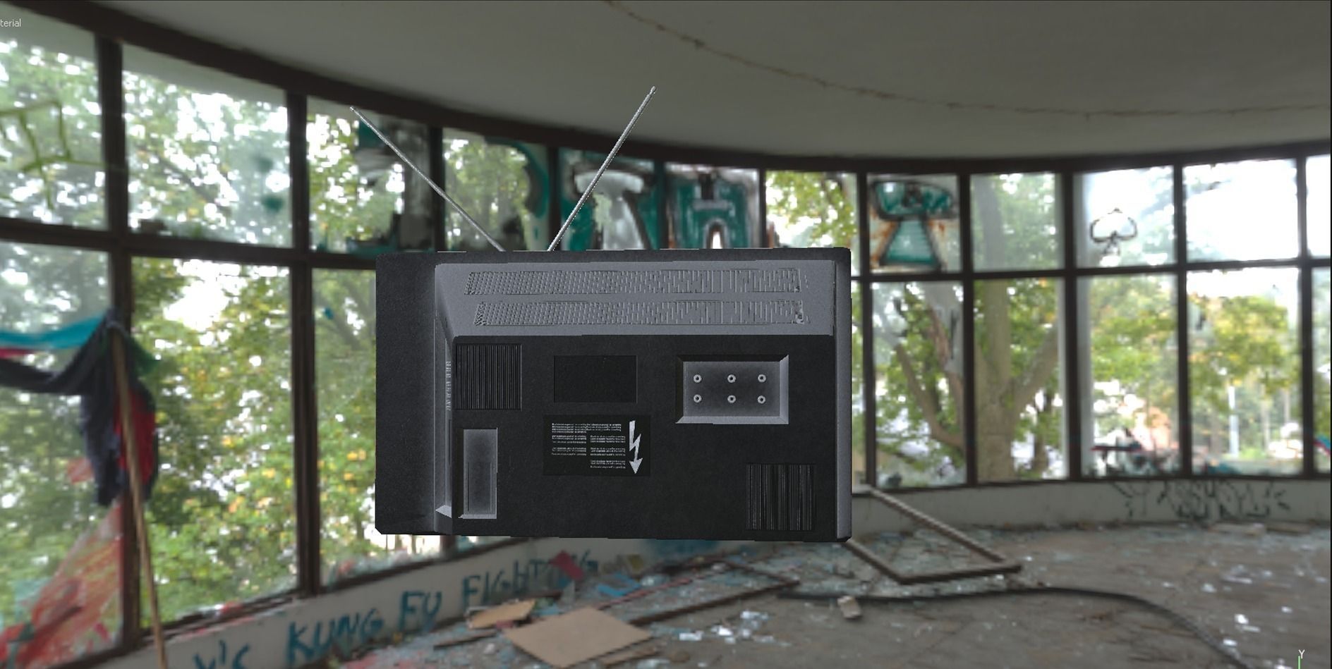 PBR Game Ready Retro Television set  Low-poly 3D model_4