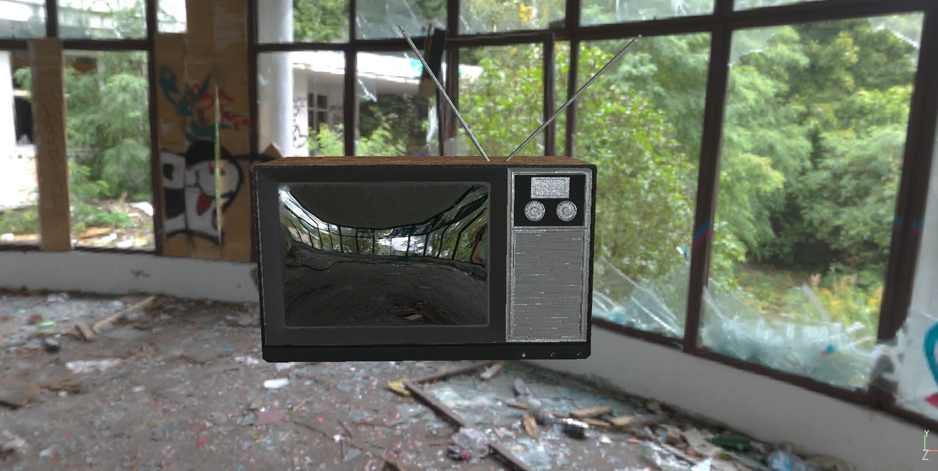 PBR Game Ready Retro Television set  Low-poly 3D model_9