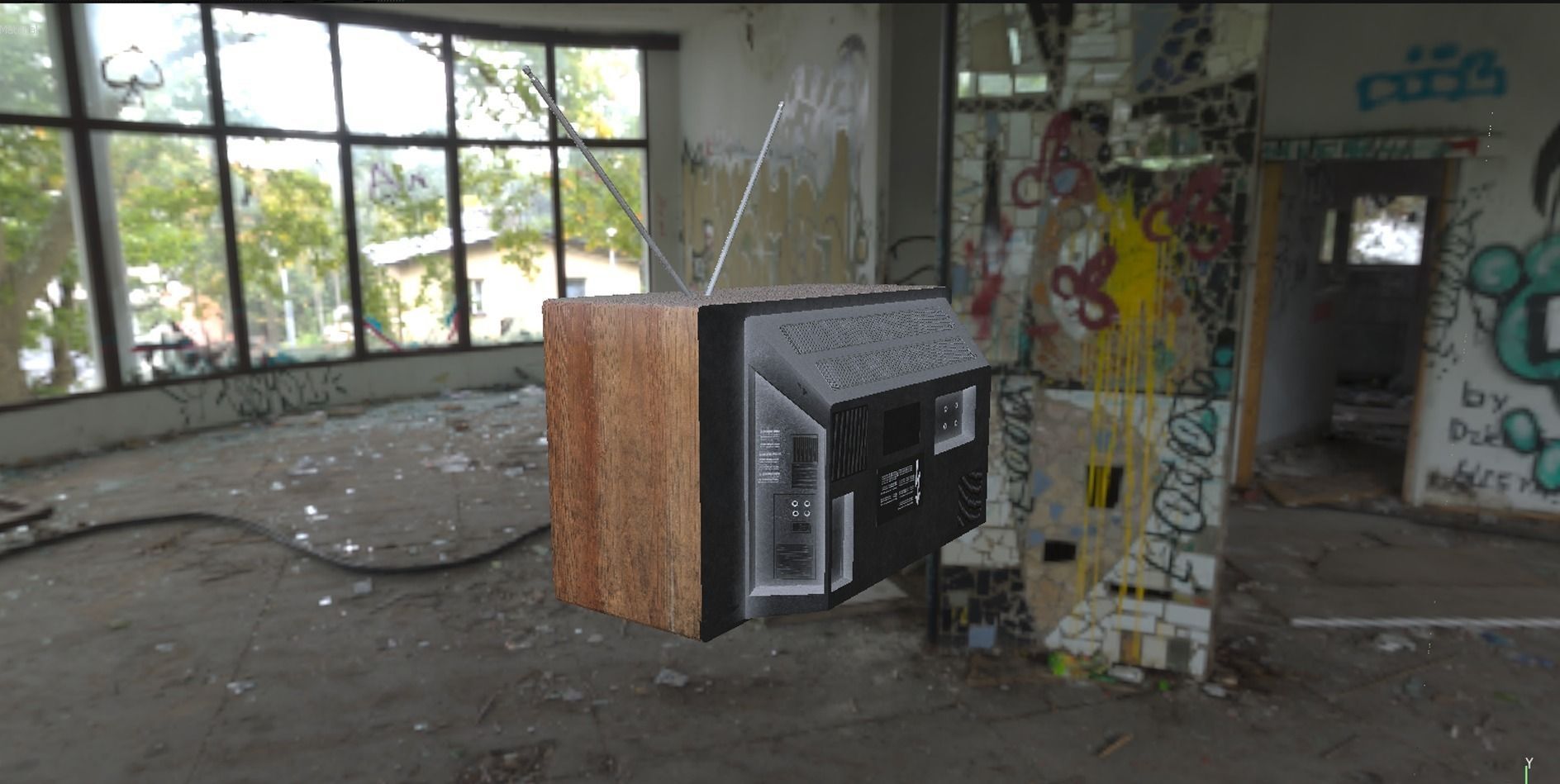 PBR Game Ready Retro Television set  Low-poly 3D model_2