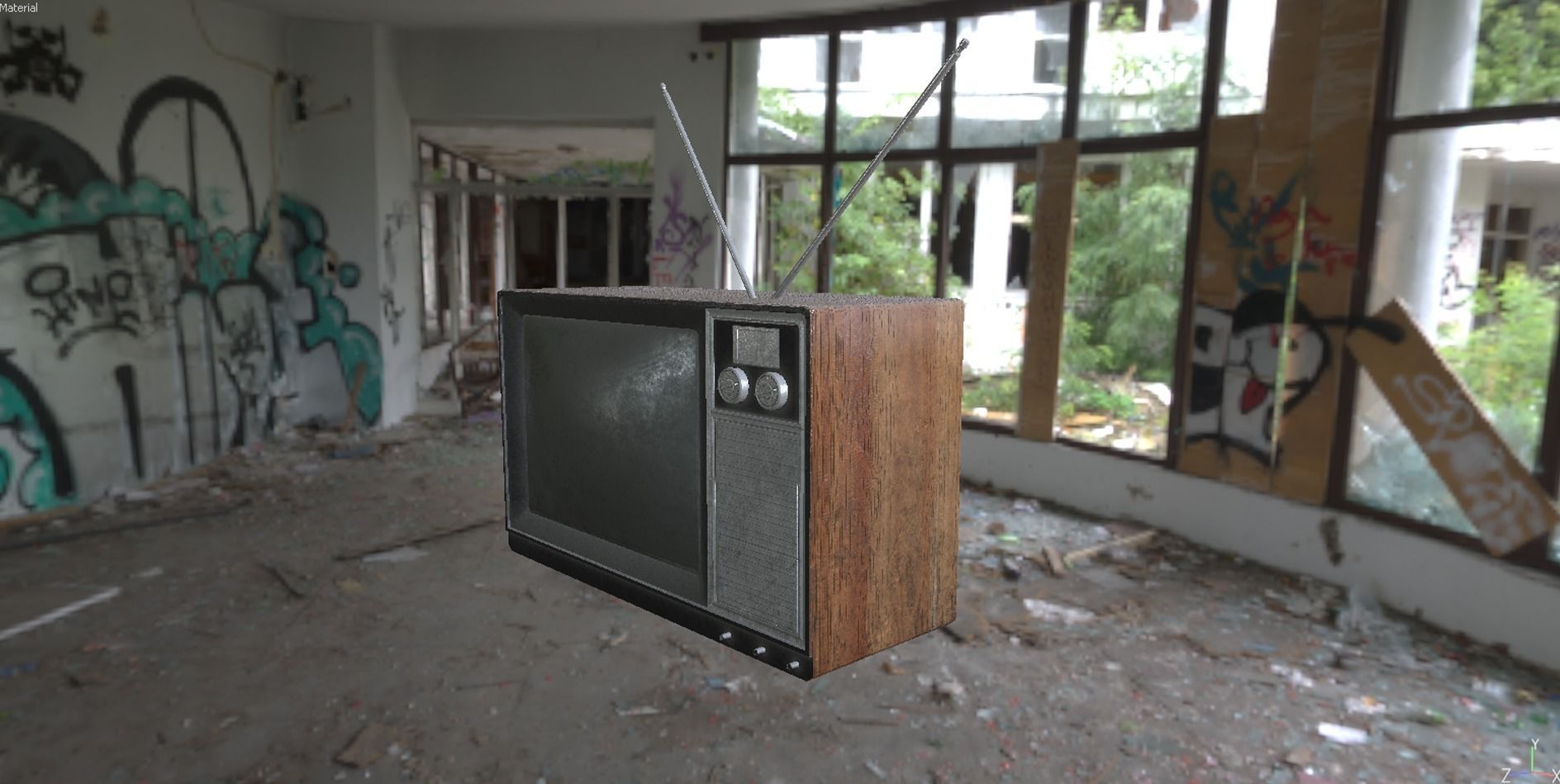 PBR Game Ready Retro Television set  Low-poly 3D model_6