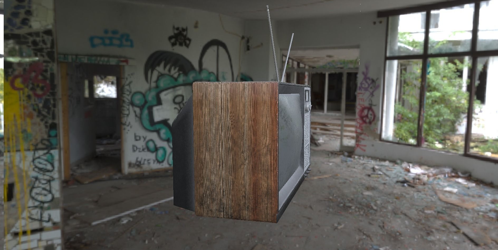 PBR Game Ready Retro Television set  Low-poly 3D model_1