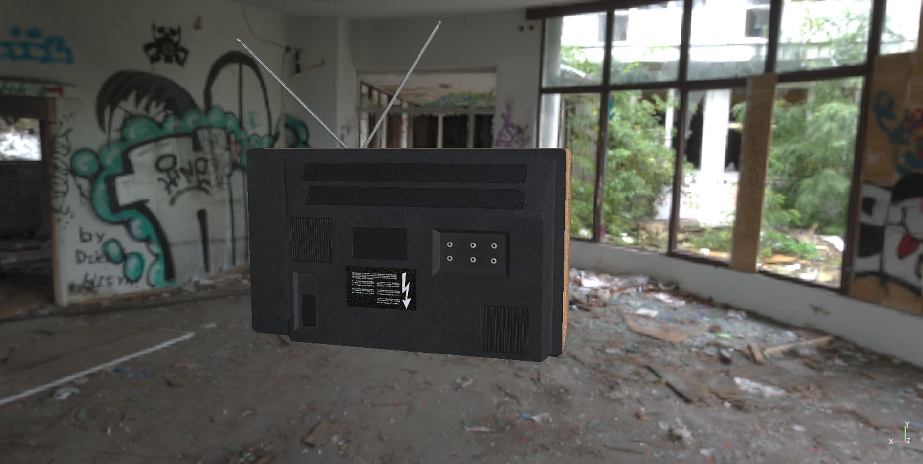 PBR Game Ready Retro Television set  Low-poly 3D model_10