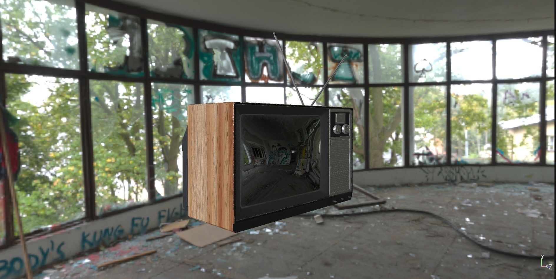 PBR Game Ready Retro Television set  Low-poly 3D model_12