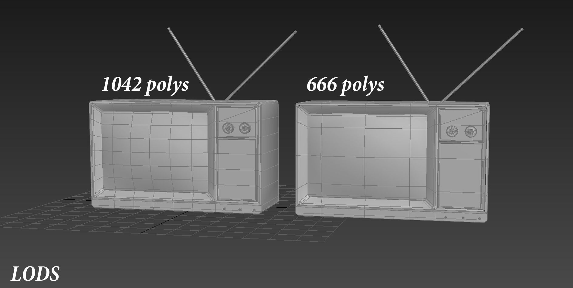 PBR Game Ready Retro Television set  Low-poly 3D model_11