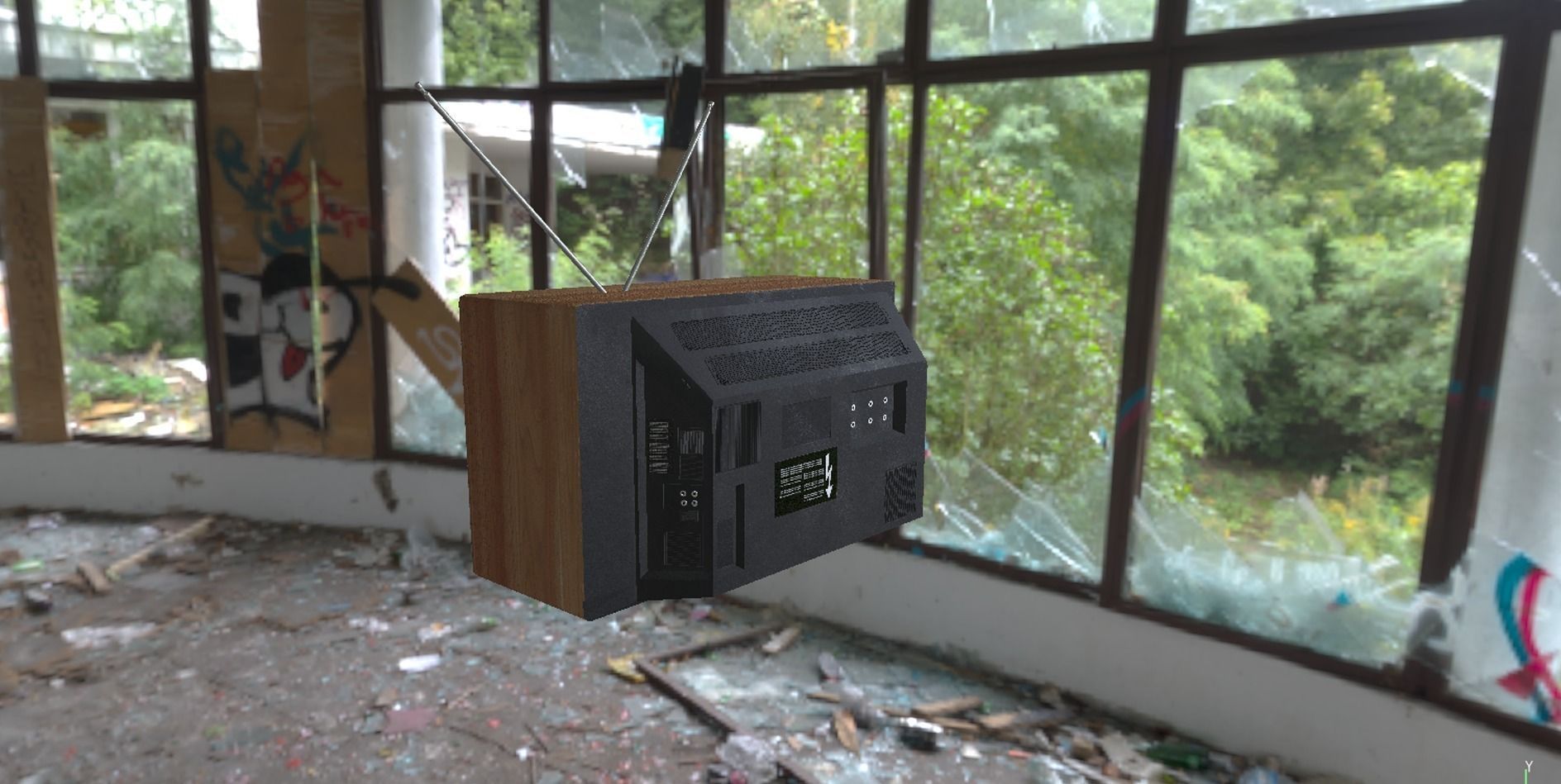 PBR Game Ready Retro Television set  Low-poly 3D model_14