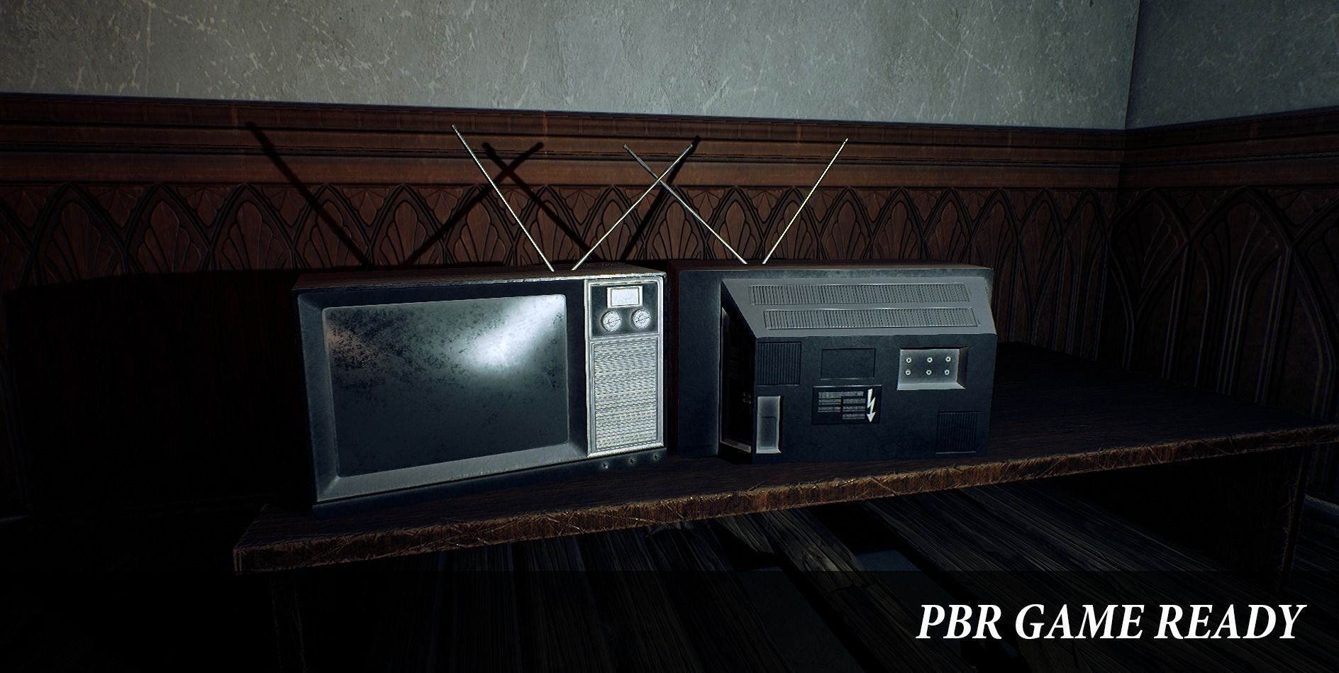PBR Game Ready Retro Television set  Low-poly 3D model_16