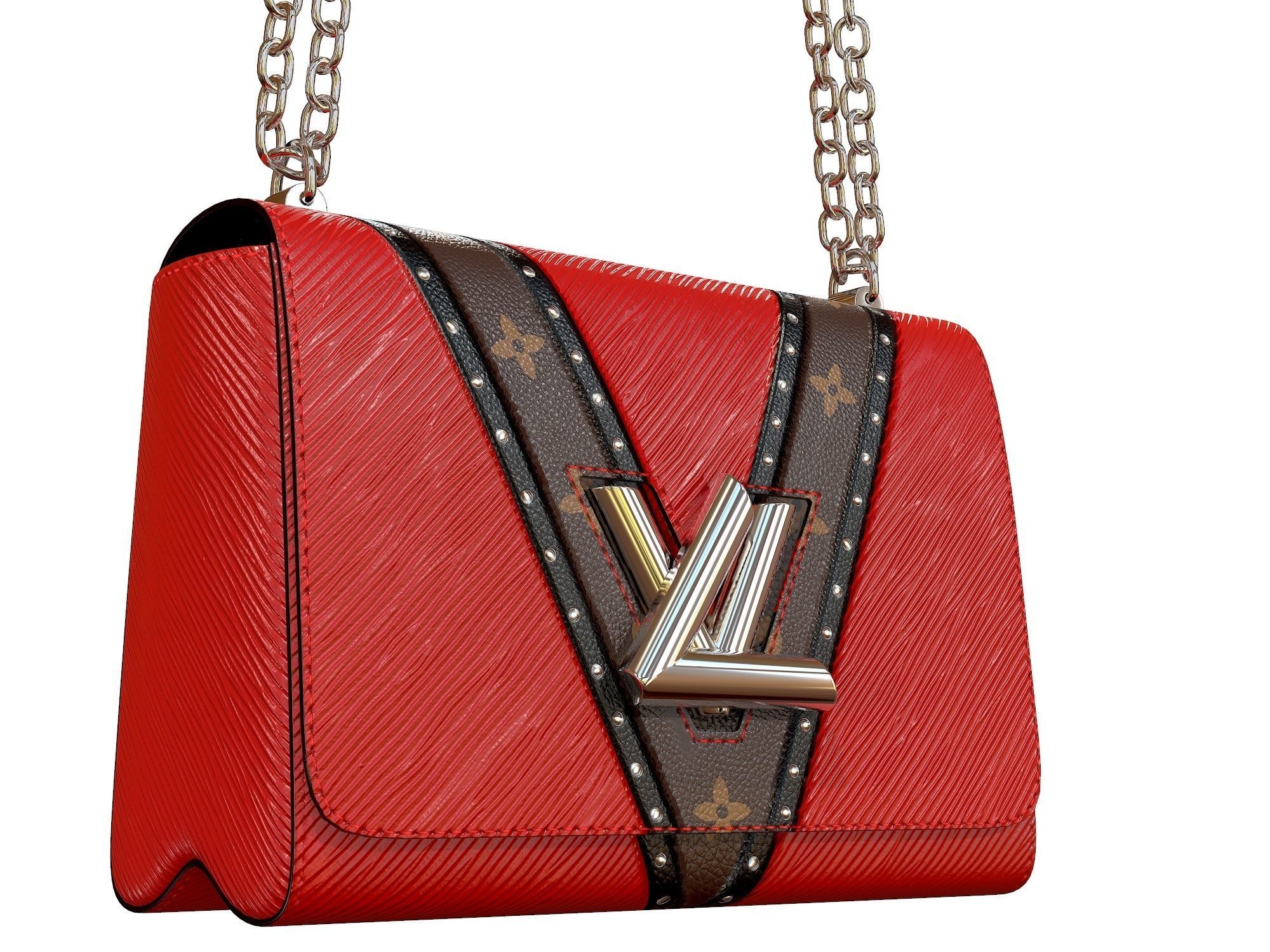 Louis Vuitton Bag Twist Epi Red with studs 3D model_9