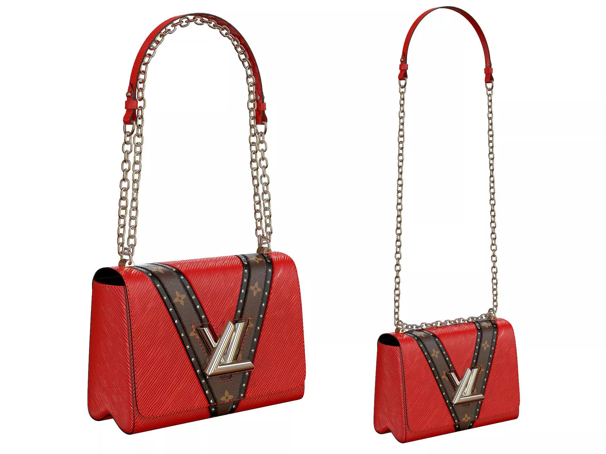 Louis Vuitton Bag Twist Epi Red with studs 3D model_0
