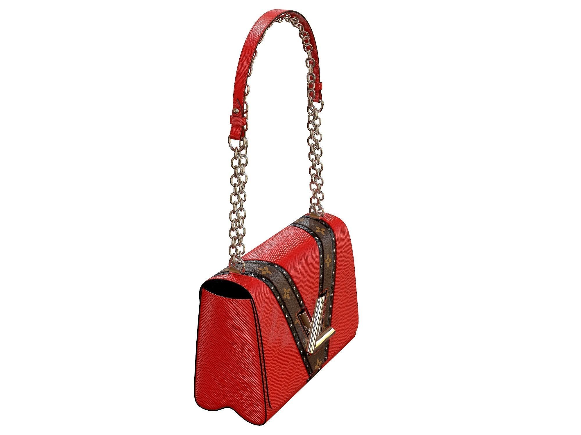 Louis Vuitton Bag Twist Epi Red with studs 3D model_3