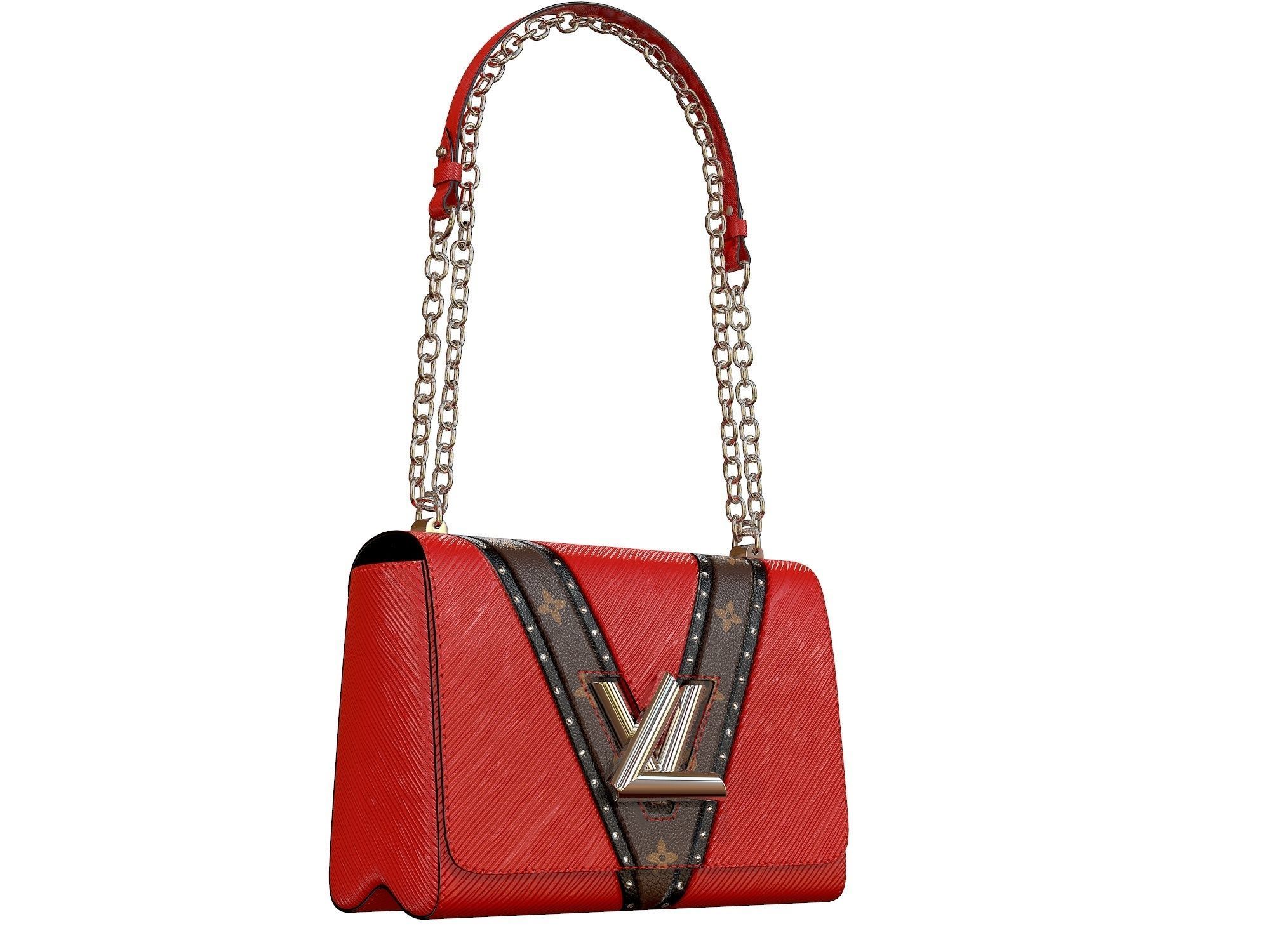 Louis Vuitton Bag Twist Epi Red with studs 3D model_8