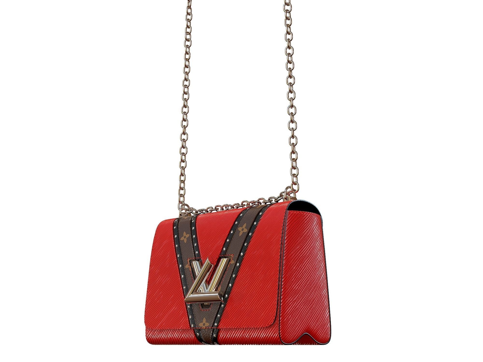 Louis Vuitton Bag Twist Epi Red with studs 3D model_7