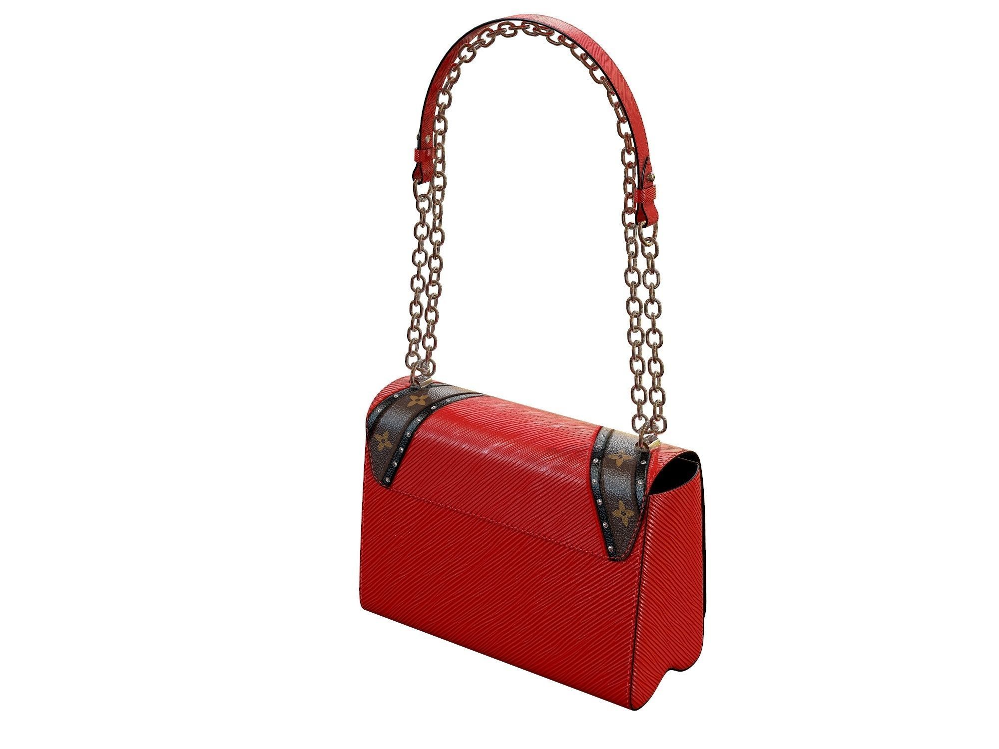 Louis Vuitton Bag Twist Epi Red with studs 3D model_4
