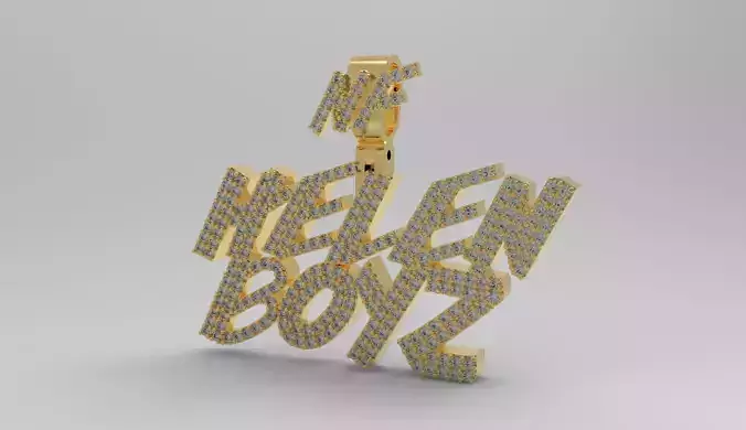 Name Digit Necklace Helen Boyz Diamond Name Plate 3D print model