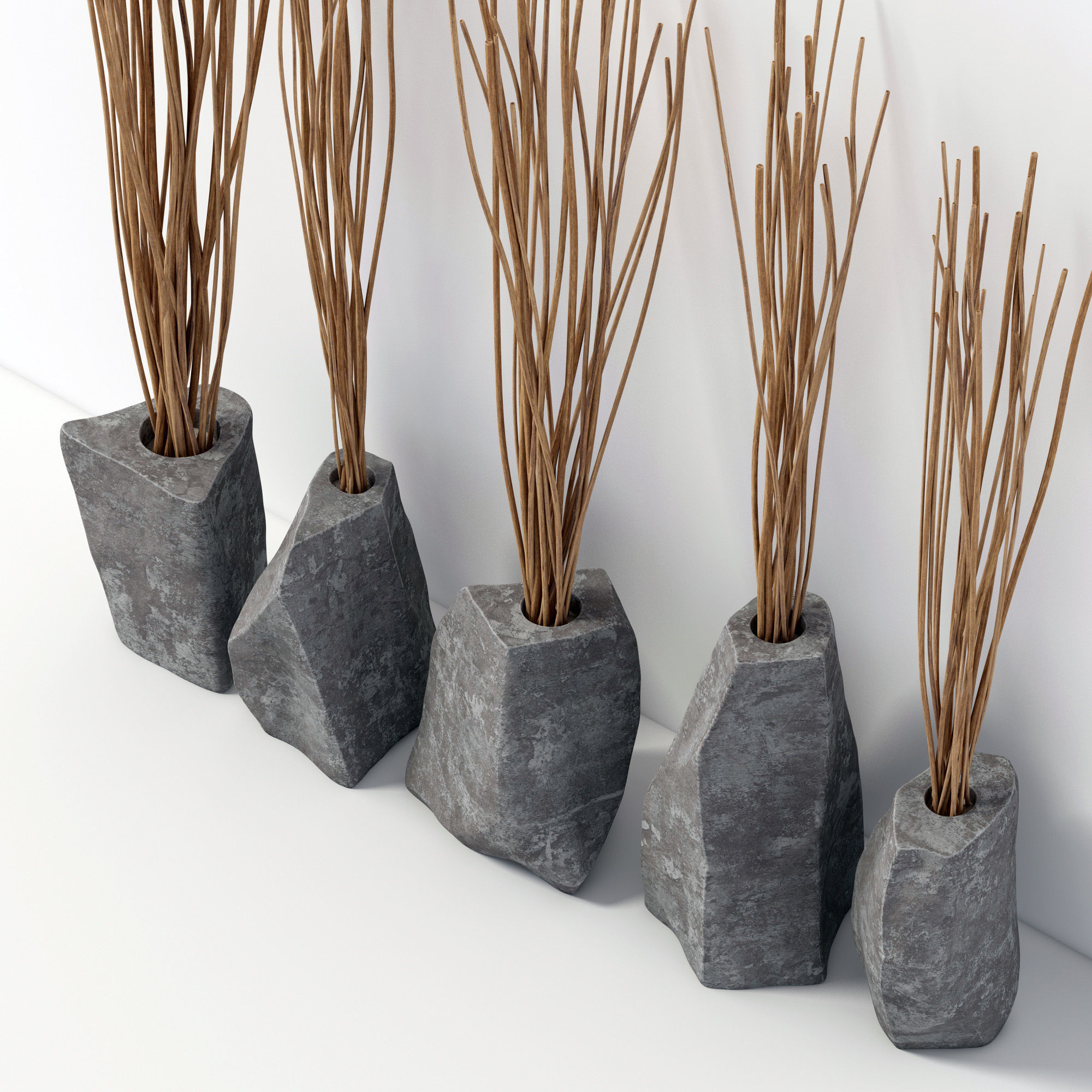 Branch stone rock vase decor n3 3D model_4