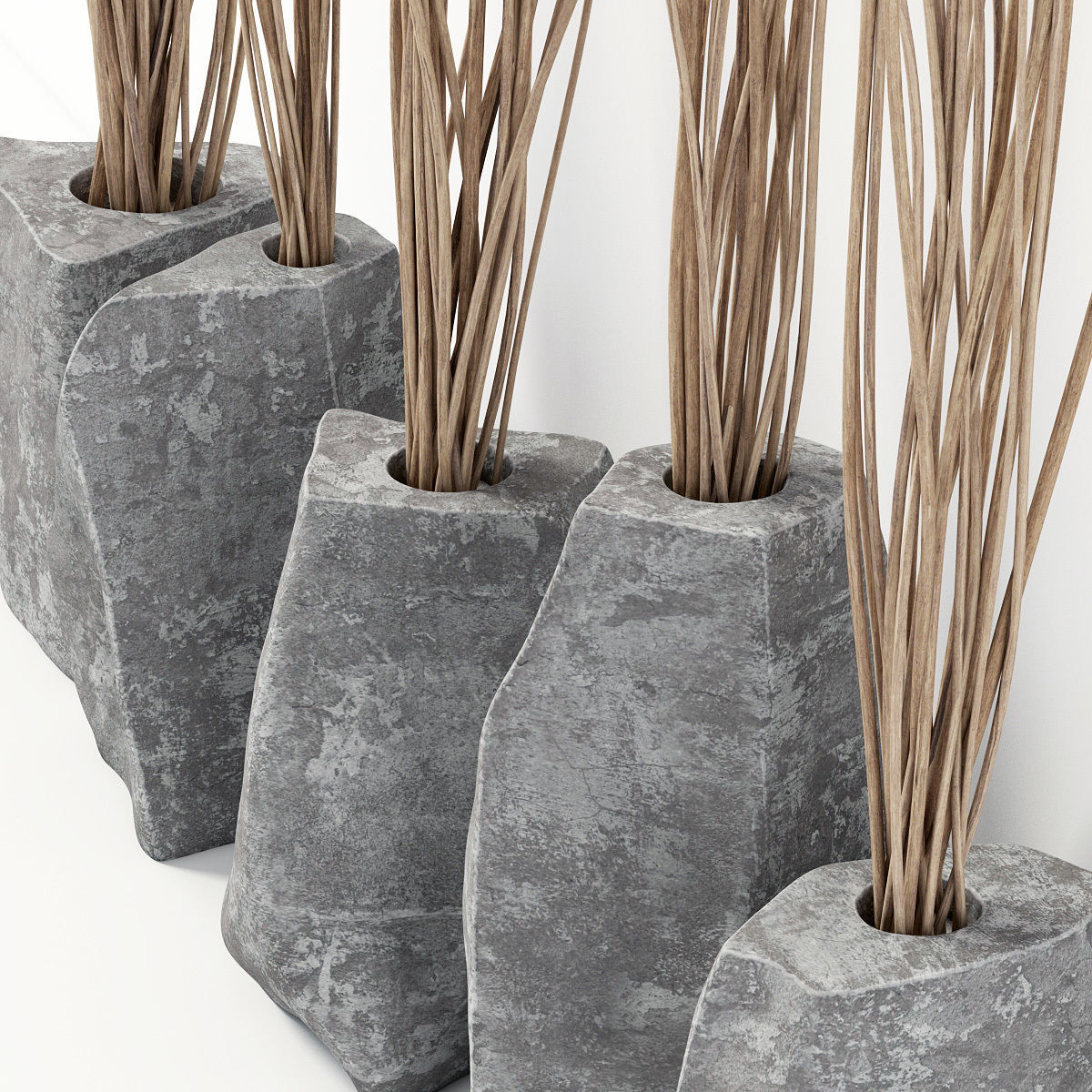 Branch stone rock vase decor n3 3D model_5