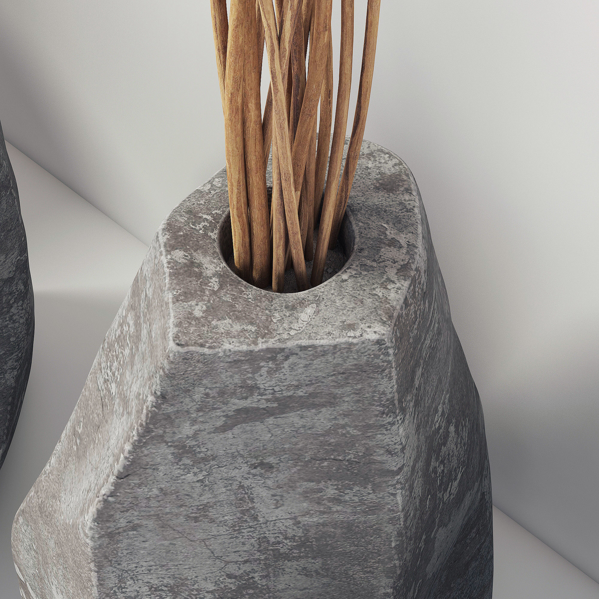 Branch stone rock vase decor n3 3D model_6