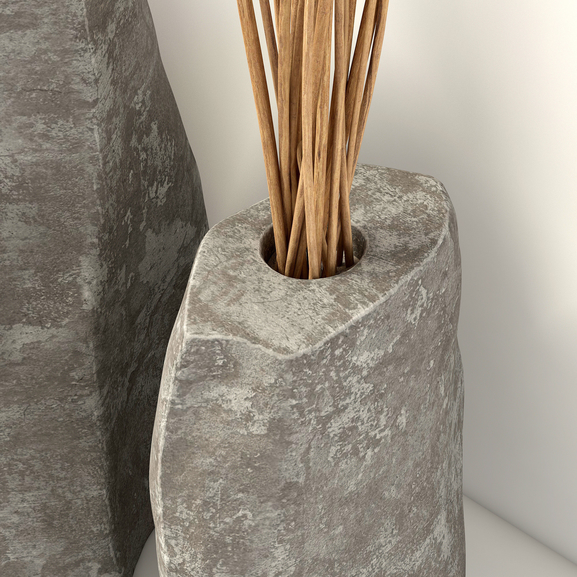 Branch stone rock vase decor n3 3D model_8