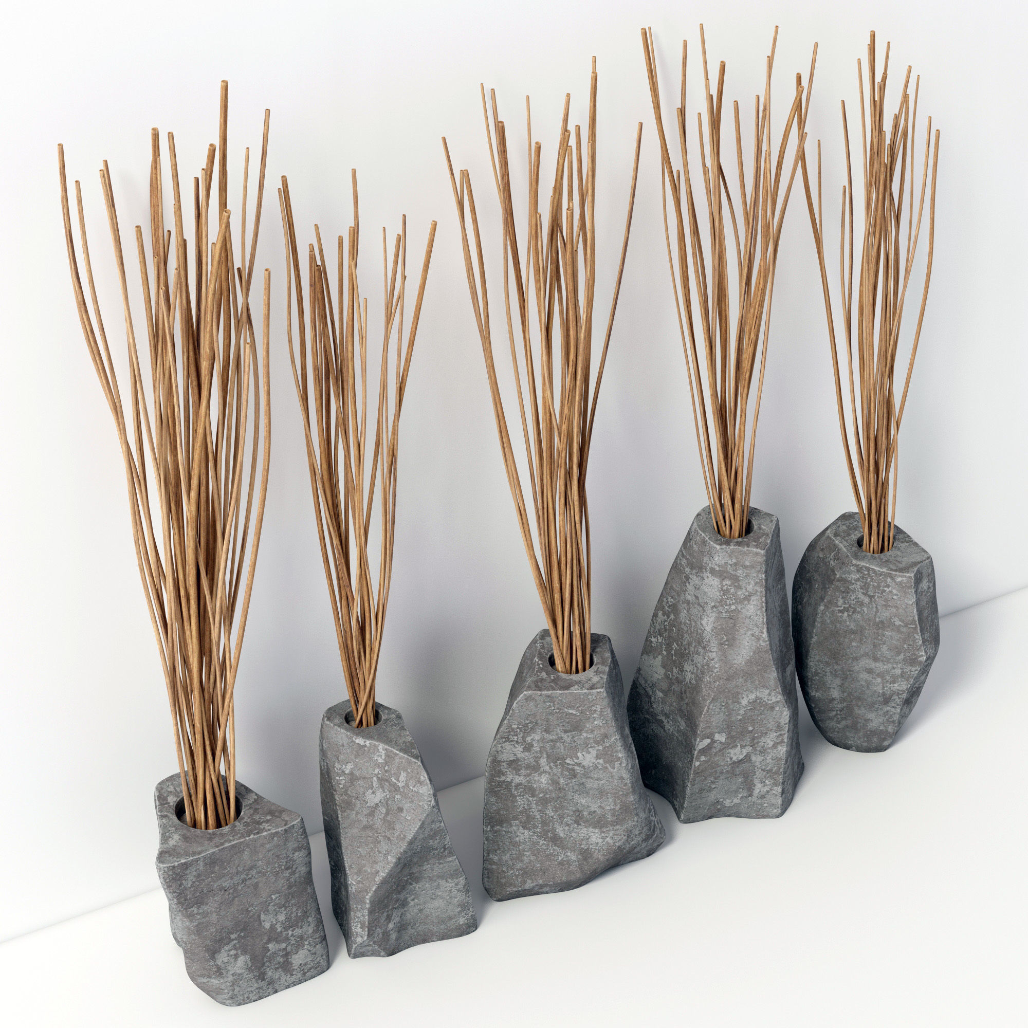 Branch stone rock vase decor n3 3D model_3