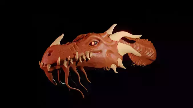 Detailed Dragons Head High Poly