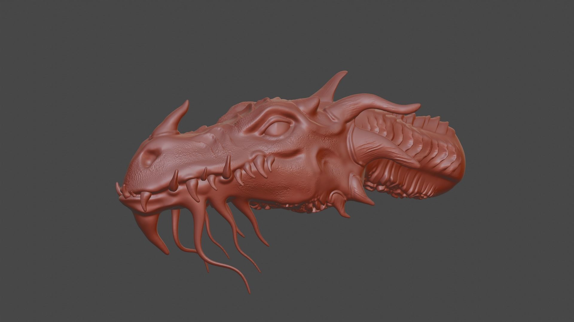 Detailed Dragons Head High Poly Free 3D model_1