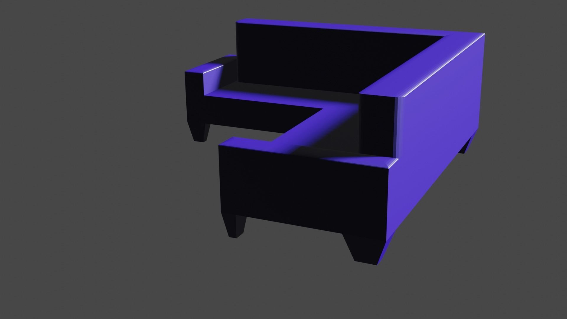 L Couch chair Free low-poly 3D model_1
