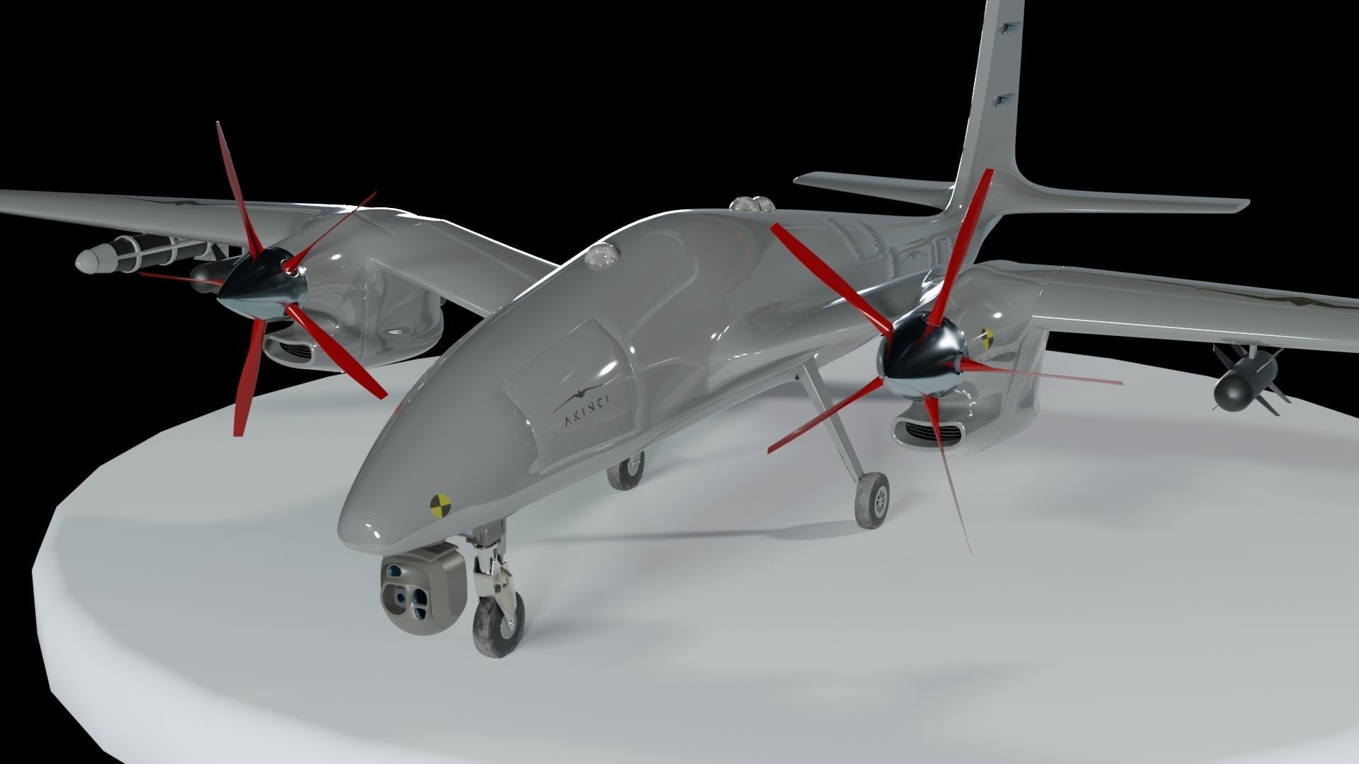 Akinci UAV Drone 3D model_7
