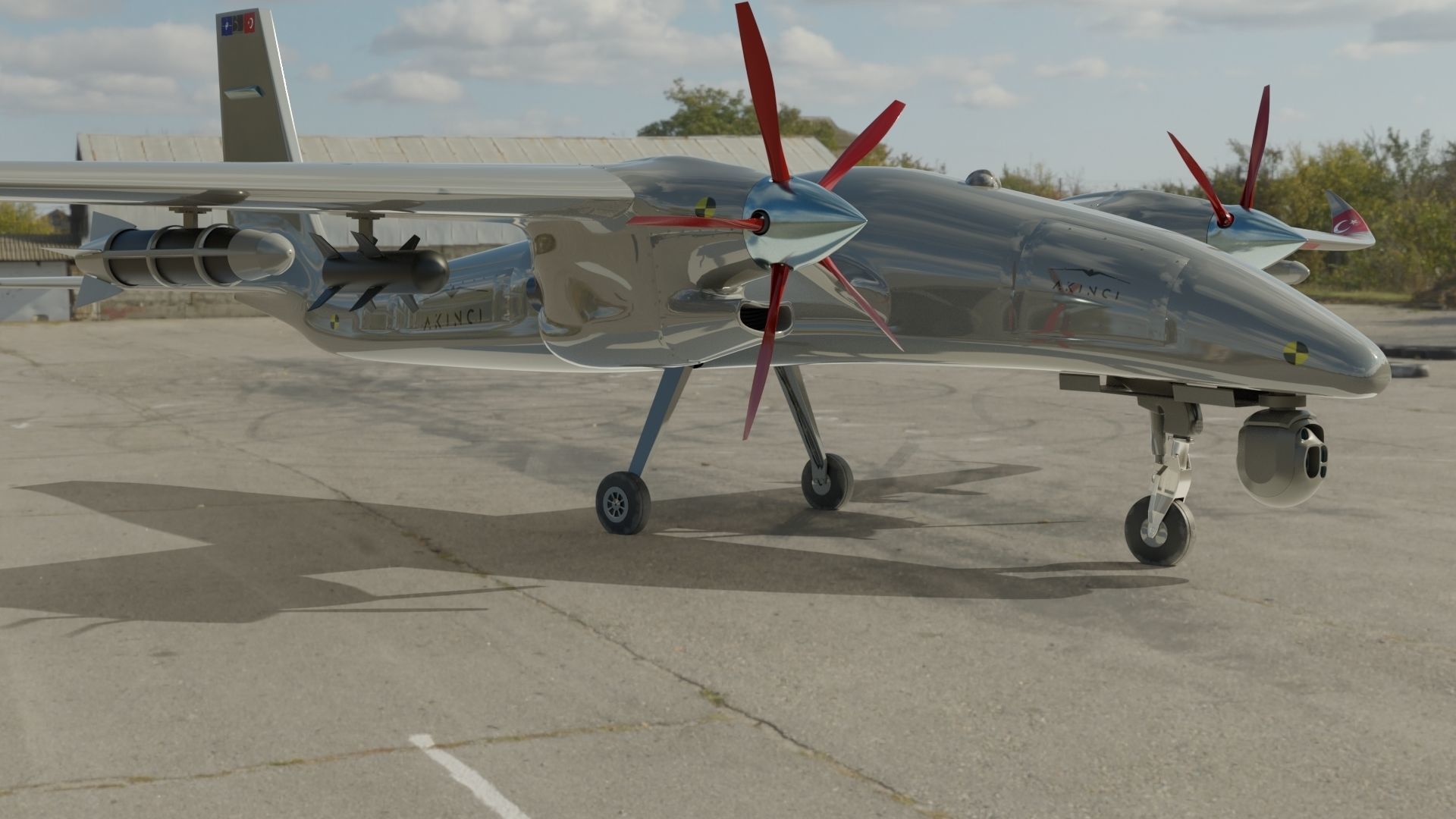 Akinci UAV Drone 3D model_6
