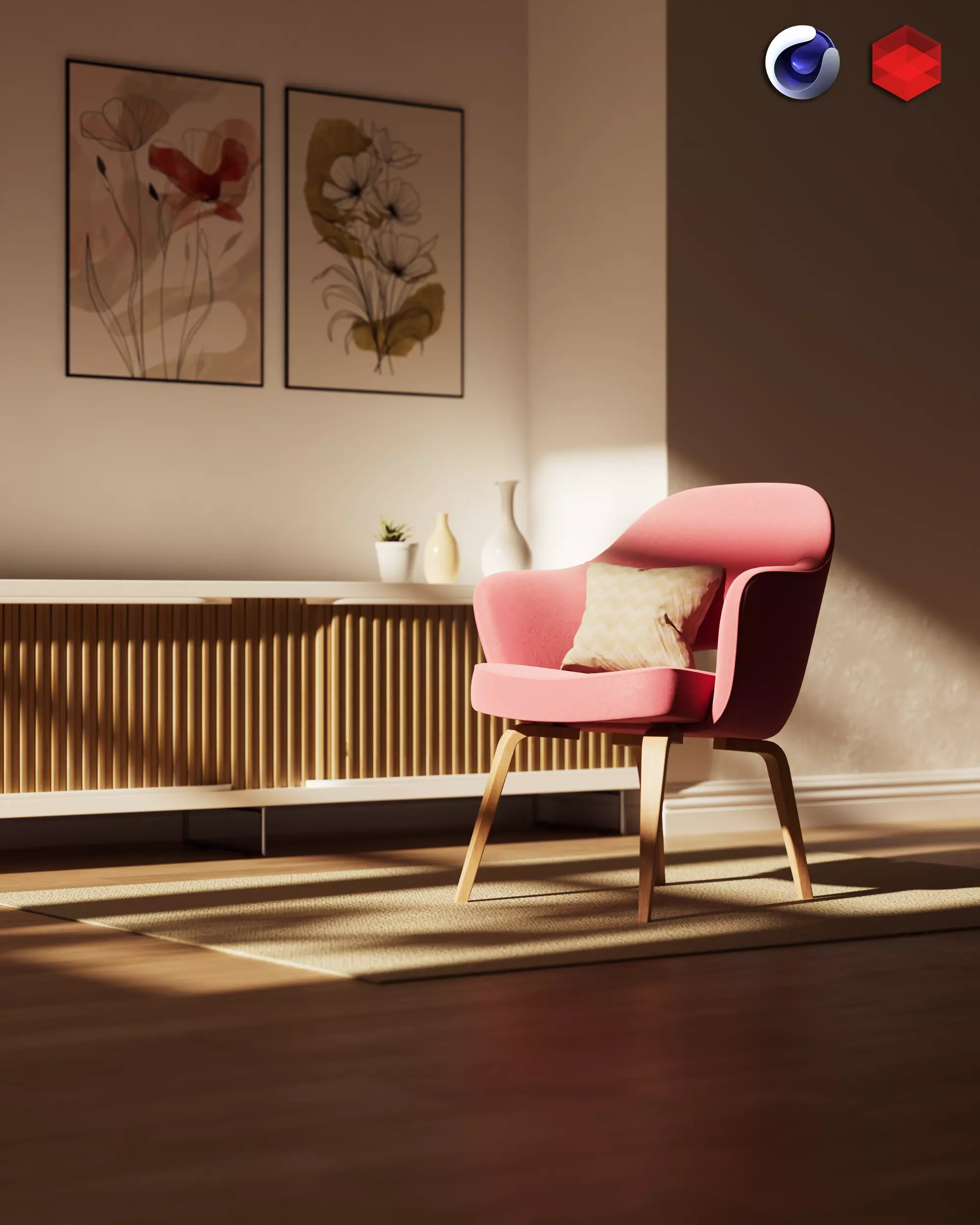 Warm Golden Hour Living Room Free 3D model