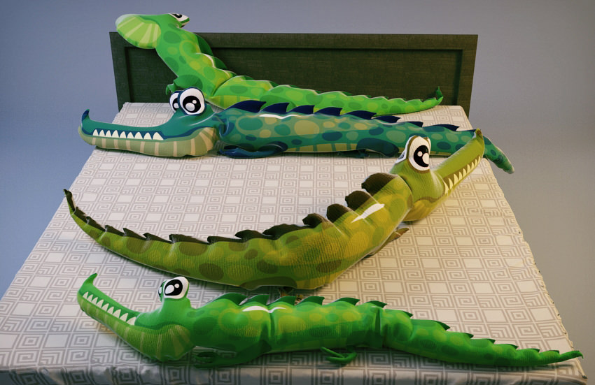 Aligator crocodile pillows 3D model_1