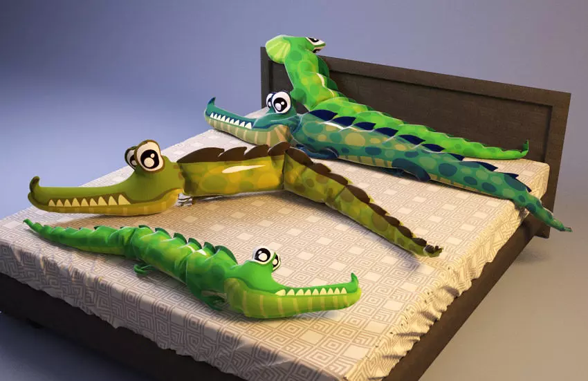 Aligator crocodile pillows 3D model_0
