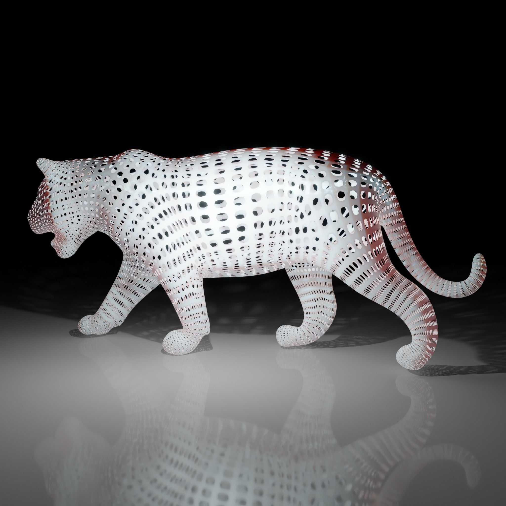 Tiger Abstract Wireframe White  3D model_2