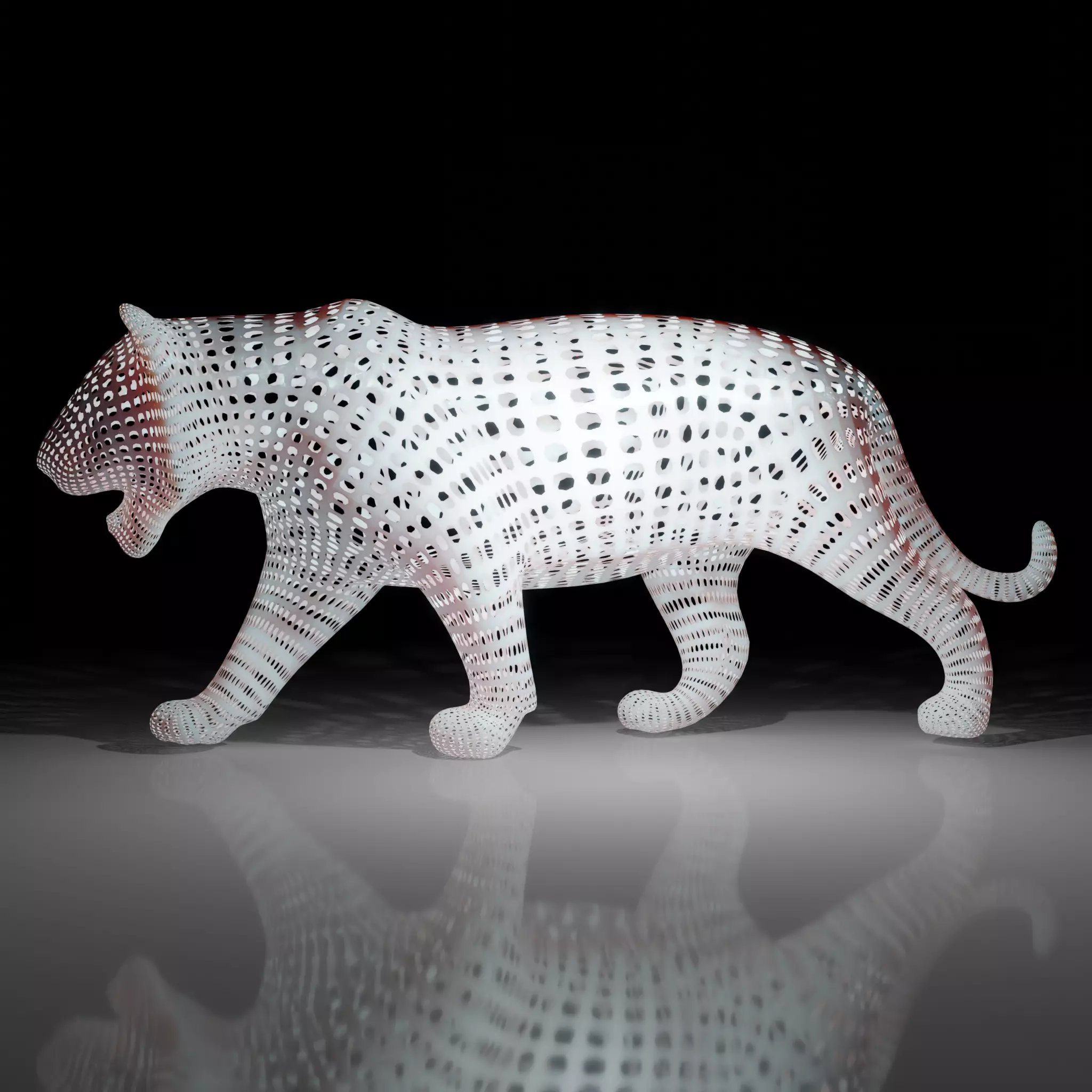 Tiger Abstract Wireframe White  3D model_0