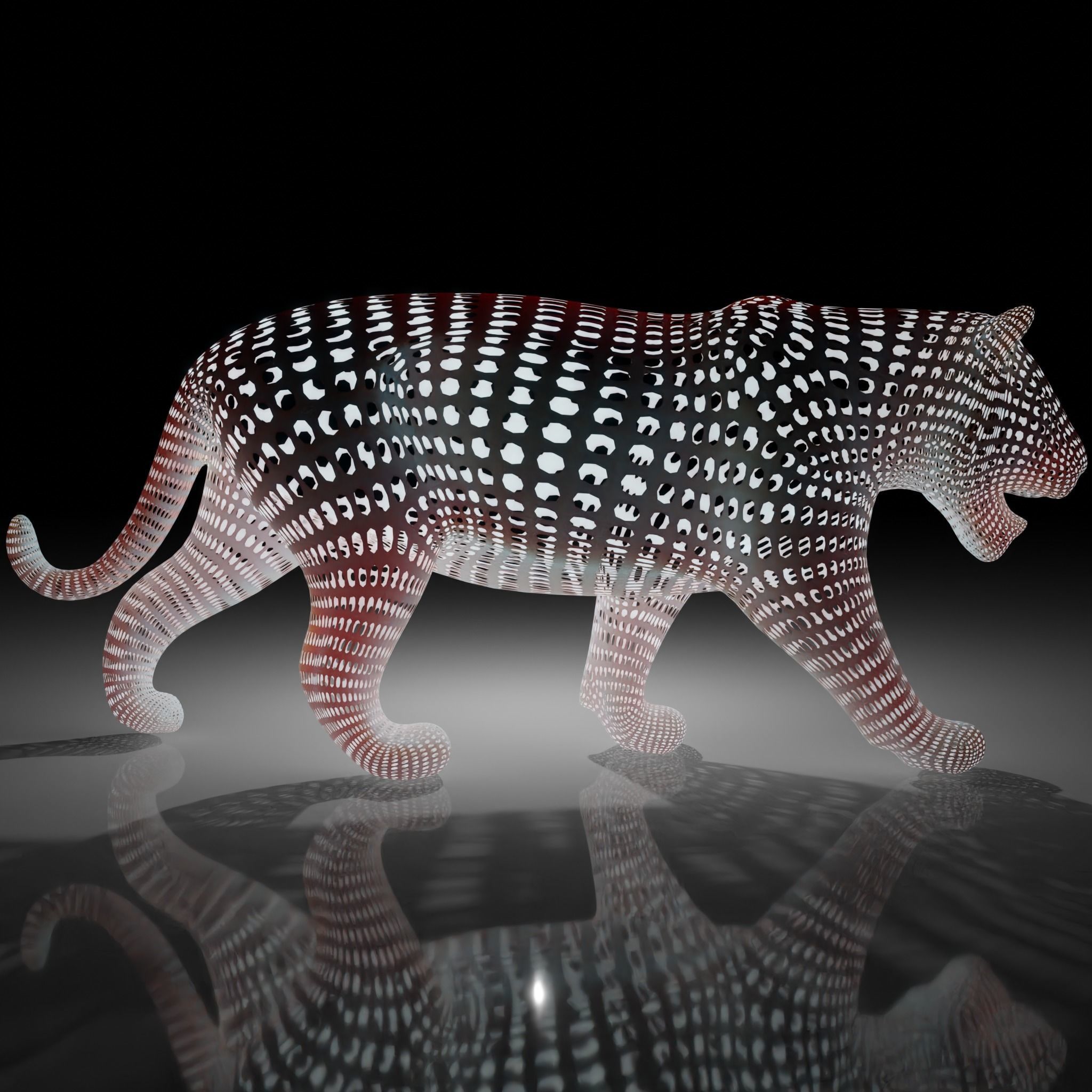 Tiger Abstract Wireframe White  3D model_4