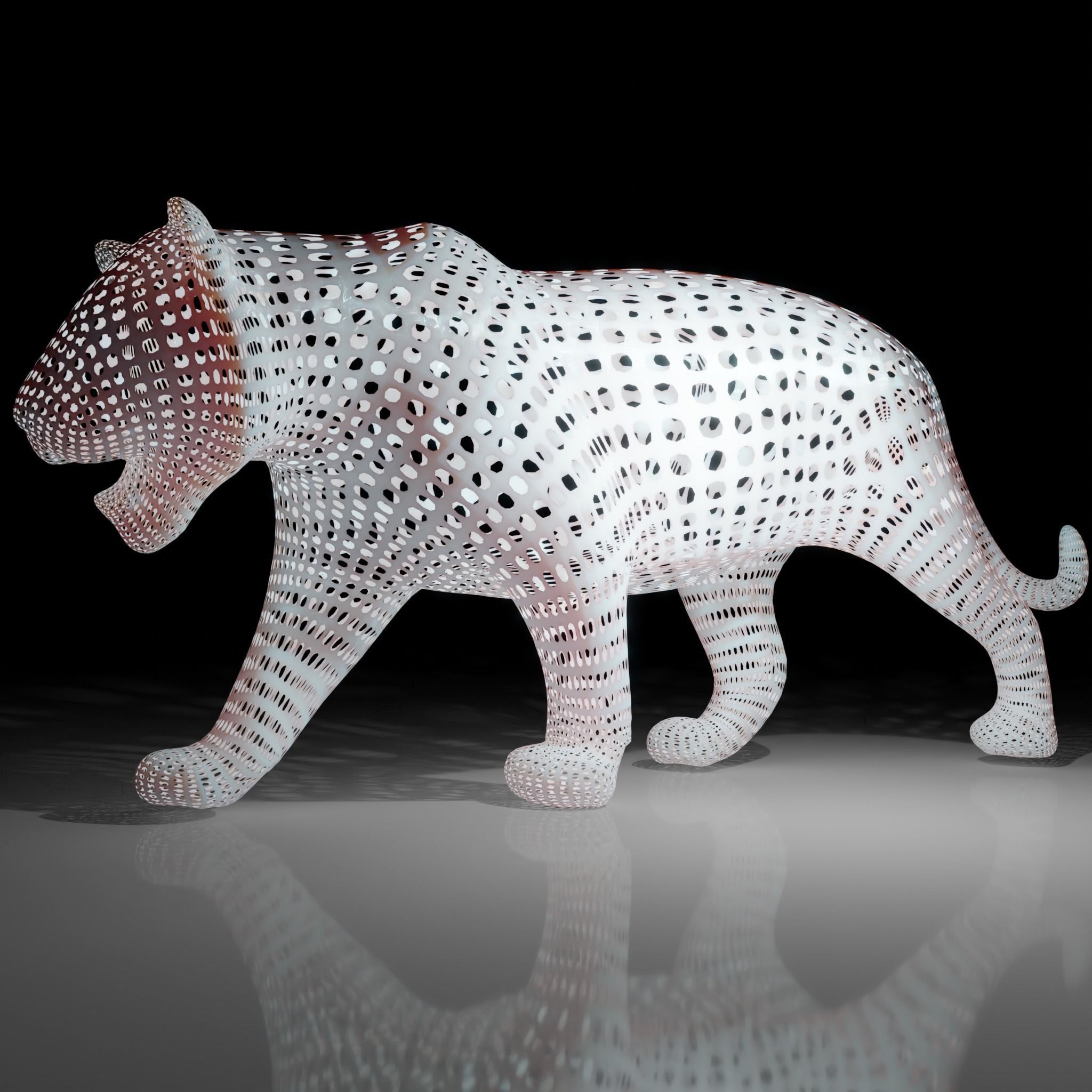 Tiger Abstract Wireframe White  3D model_1