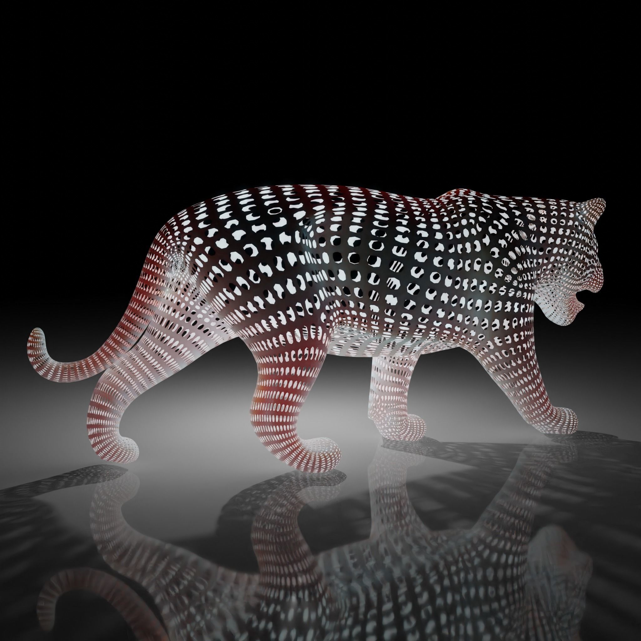 Tiger Abstract Wireframe White  3D model_3