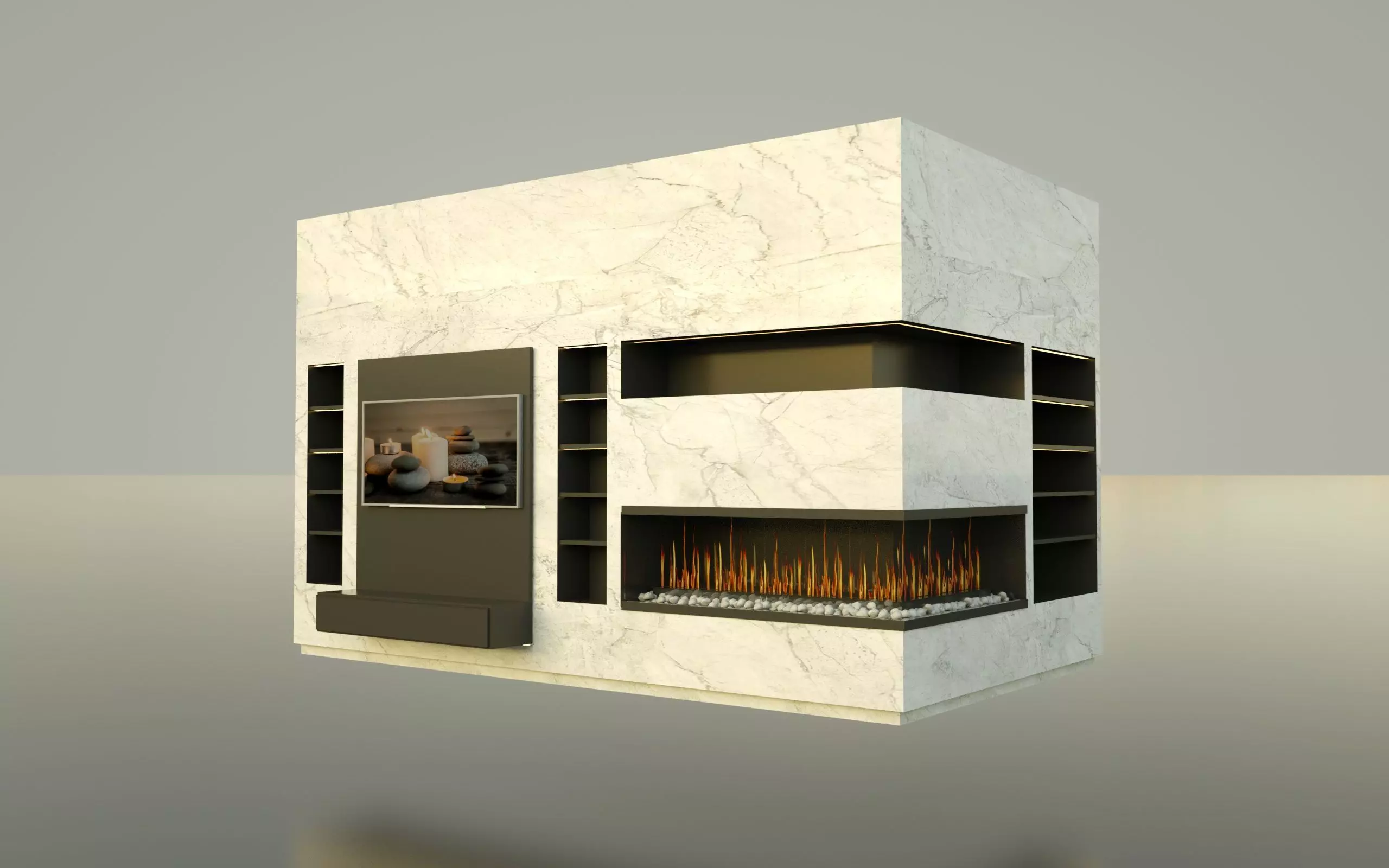 TV unit and fireplace 3d model Free 3D model