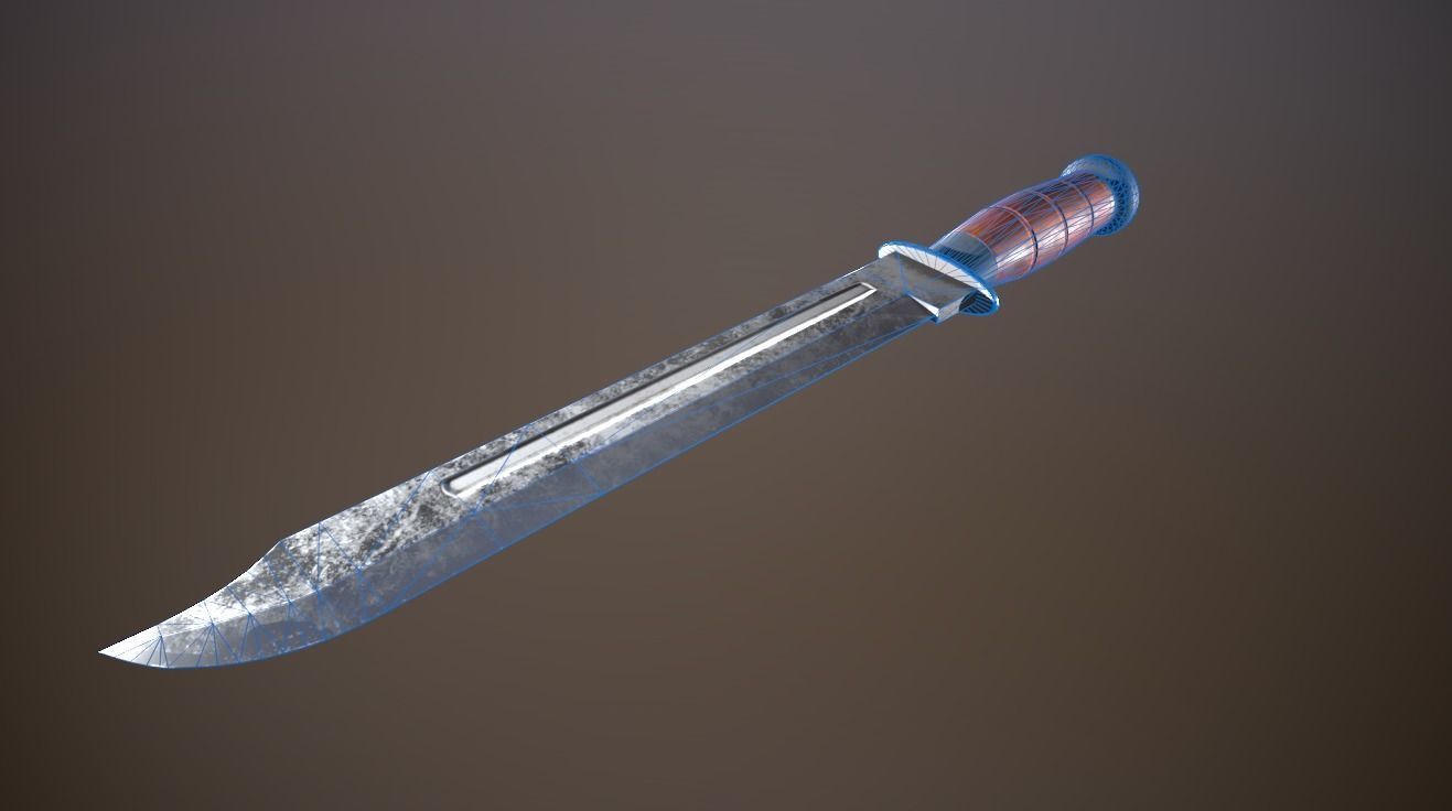 Combat knife Low-poly 3D model_8