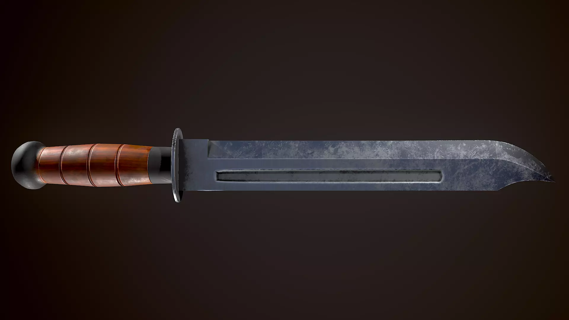 Combat knife Low-poly 3D model_0
