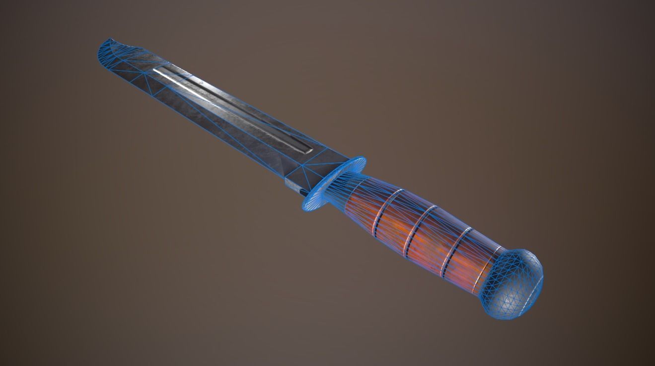 Combat knife Low-poly 3D model_9