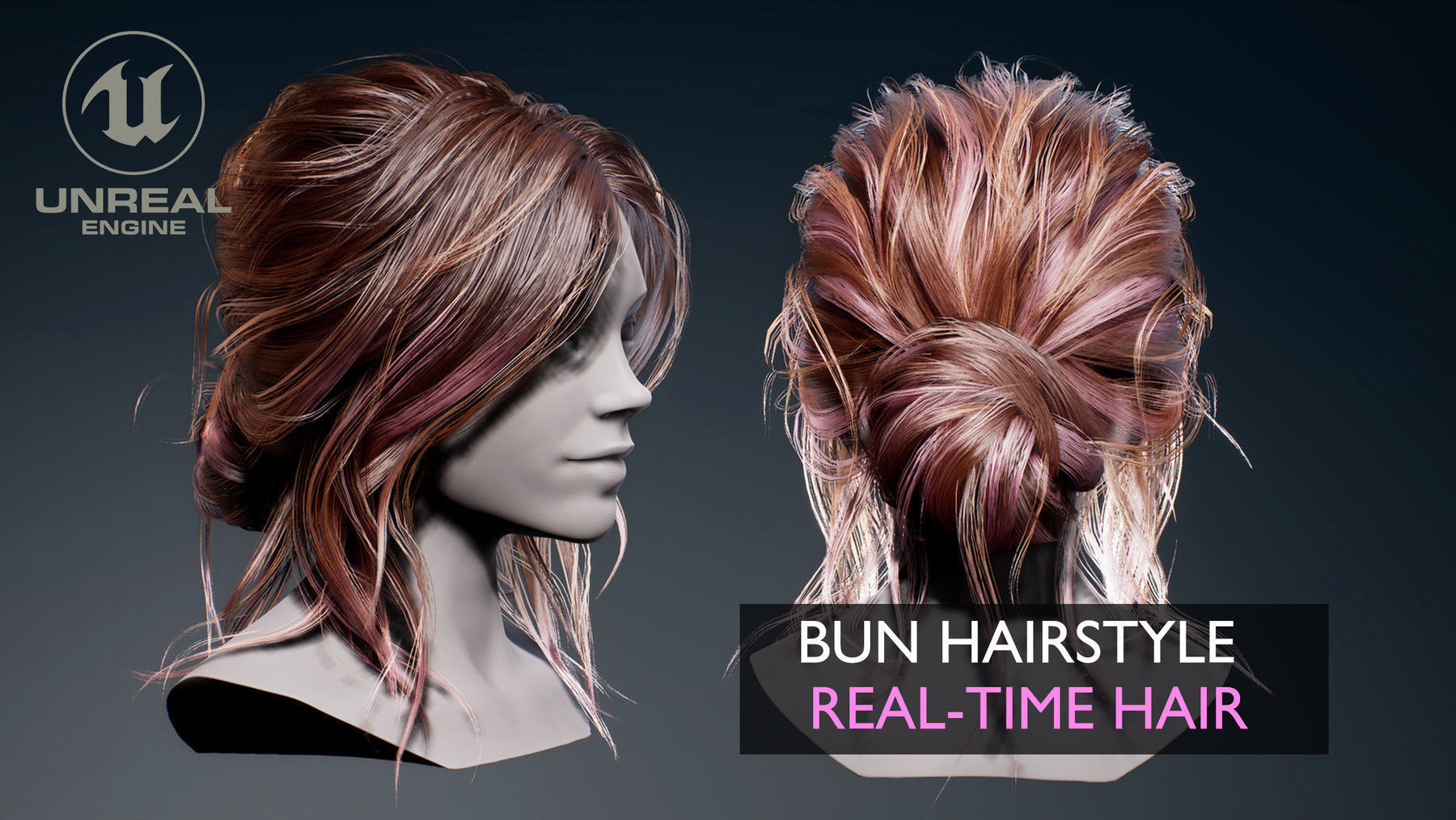 Game Real-Time Bun Hairstyle UE4 Low-poly 3D model_3