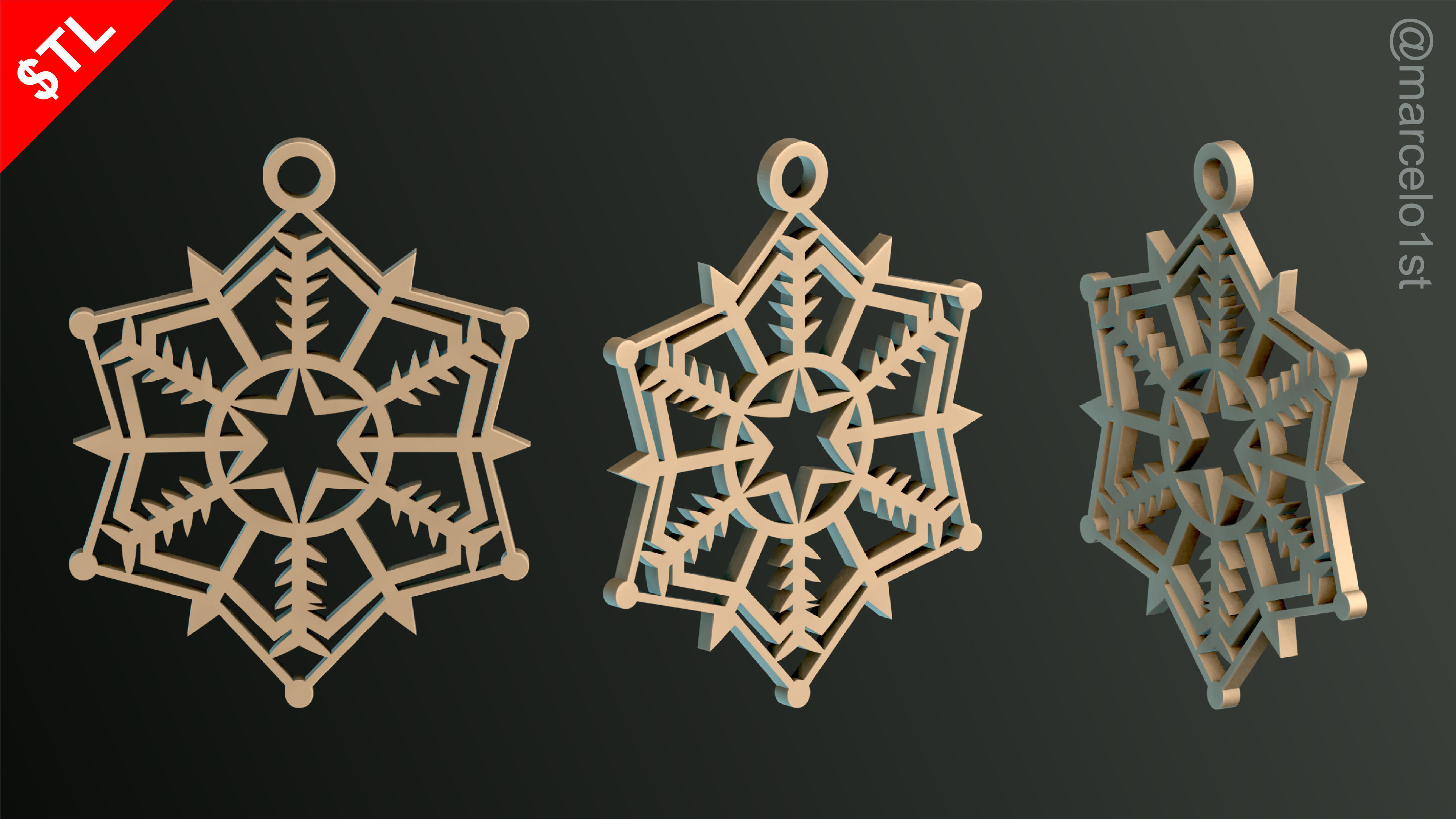 SNOWFLAKES CLASSIC TREE DECORATION 3D print model_2