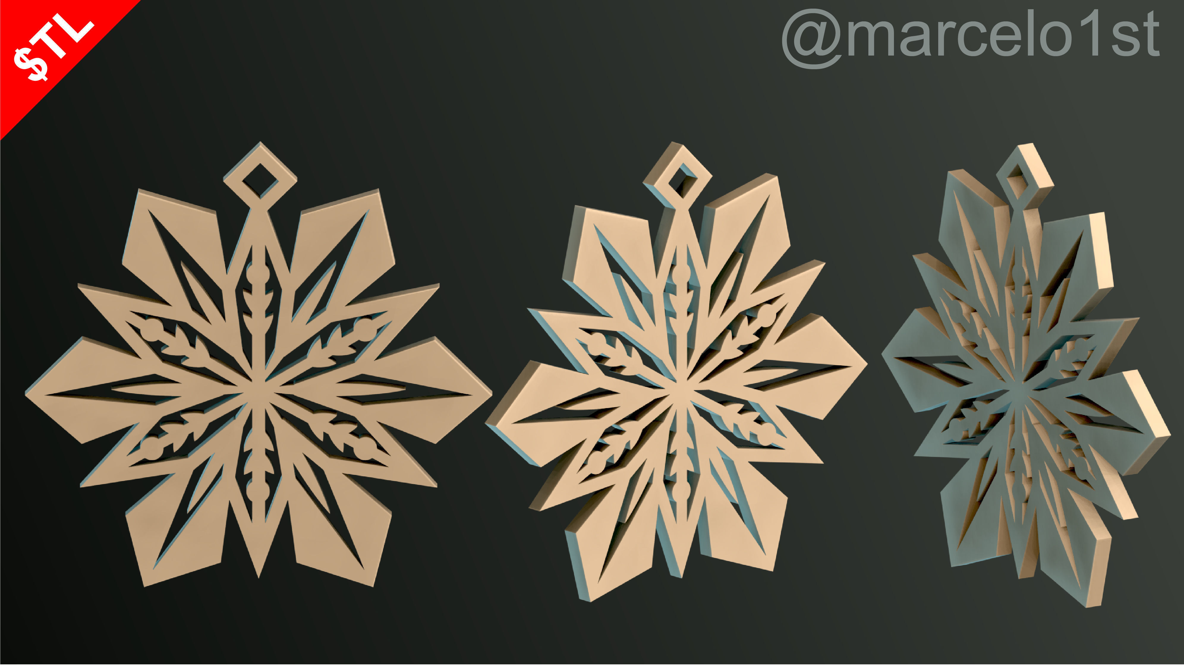 SNOWFLAKES CLASSIC TREE DECORATION 3D print model_8