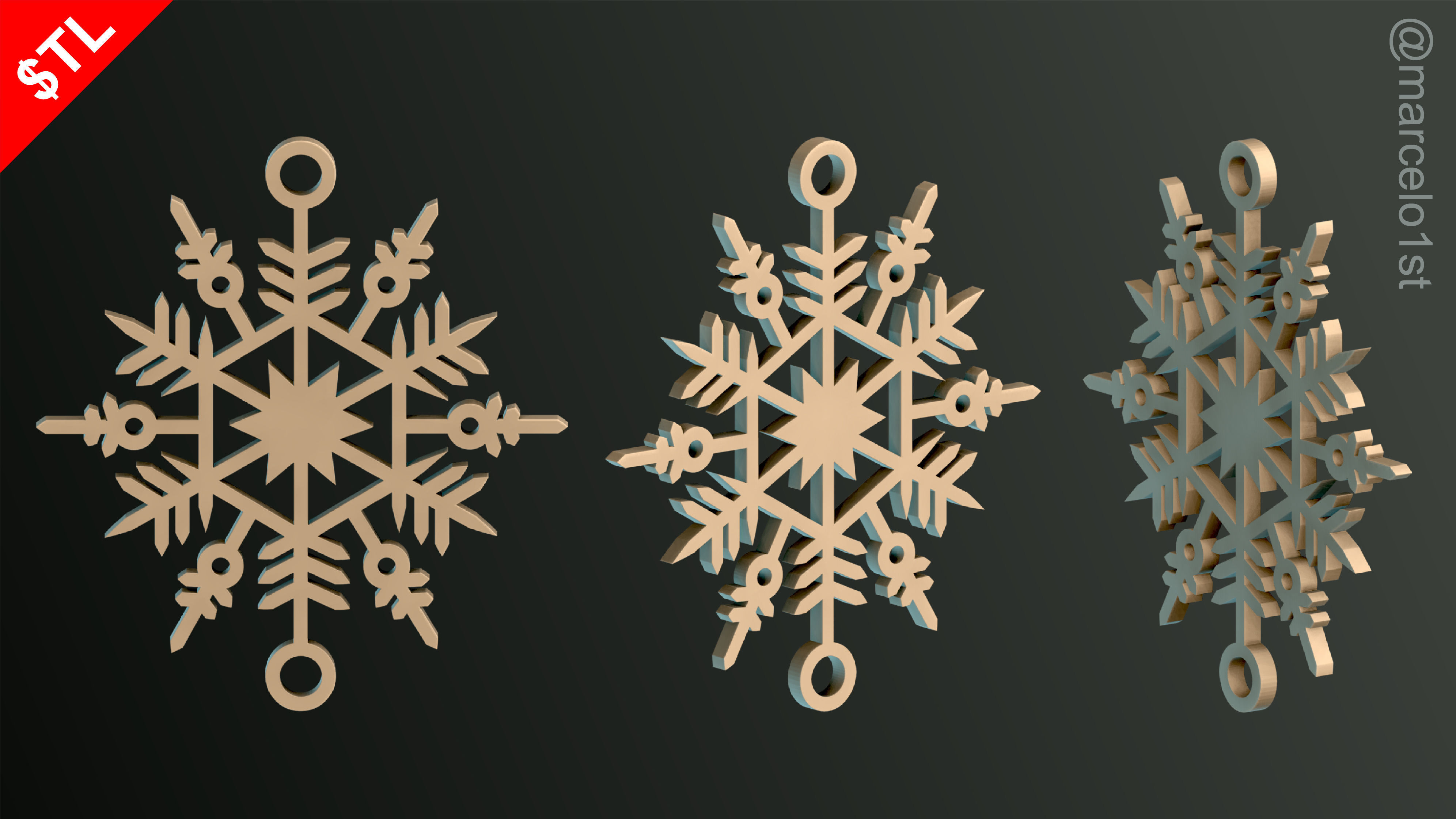 SNOWFLAKES CLASSIC TREE DECORATION 3D print model_1
