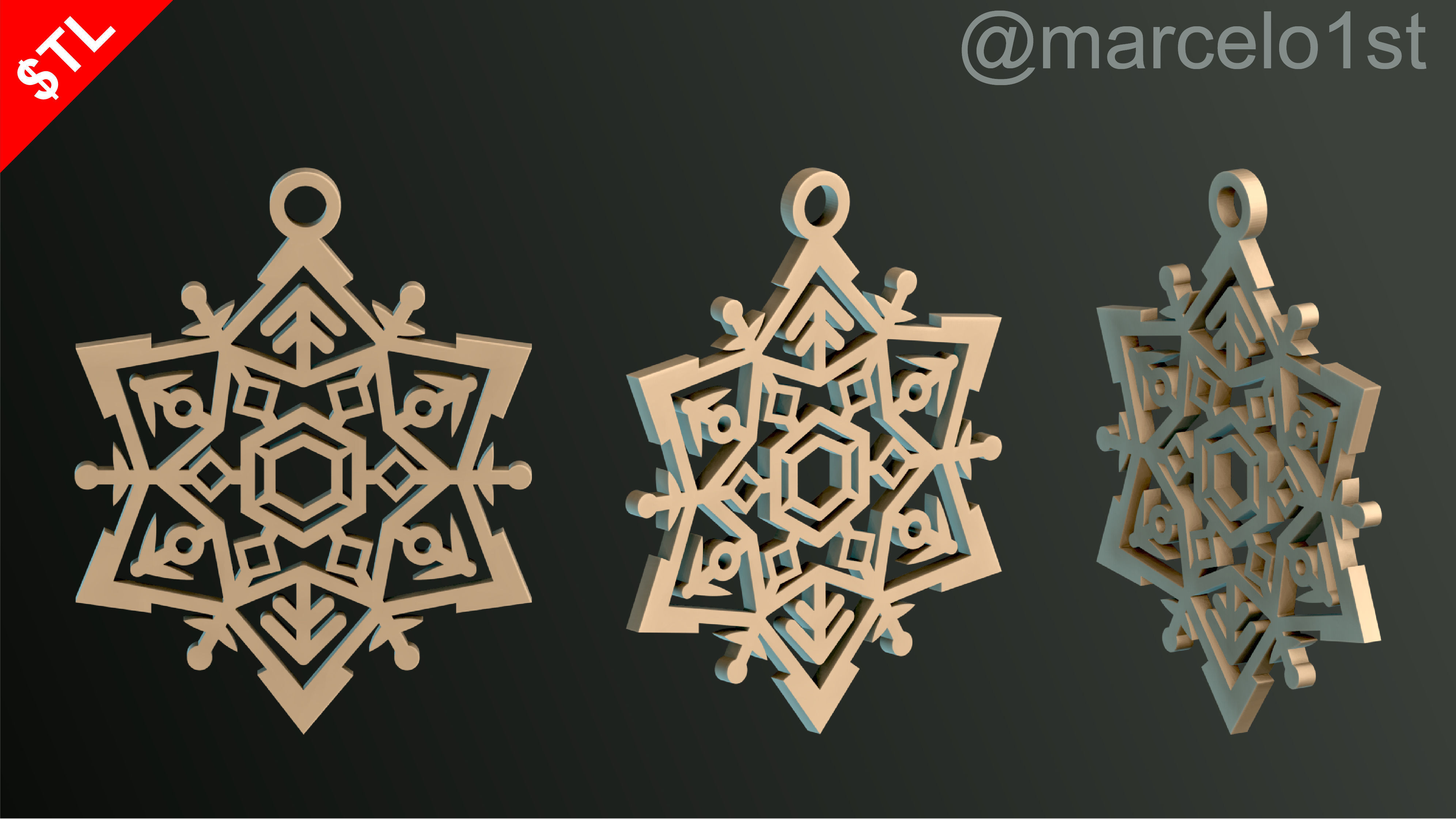 SNOWFLAKES CLASSIC TREE DECORATION 3D print model_9