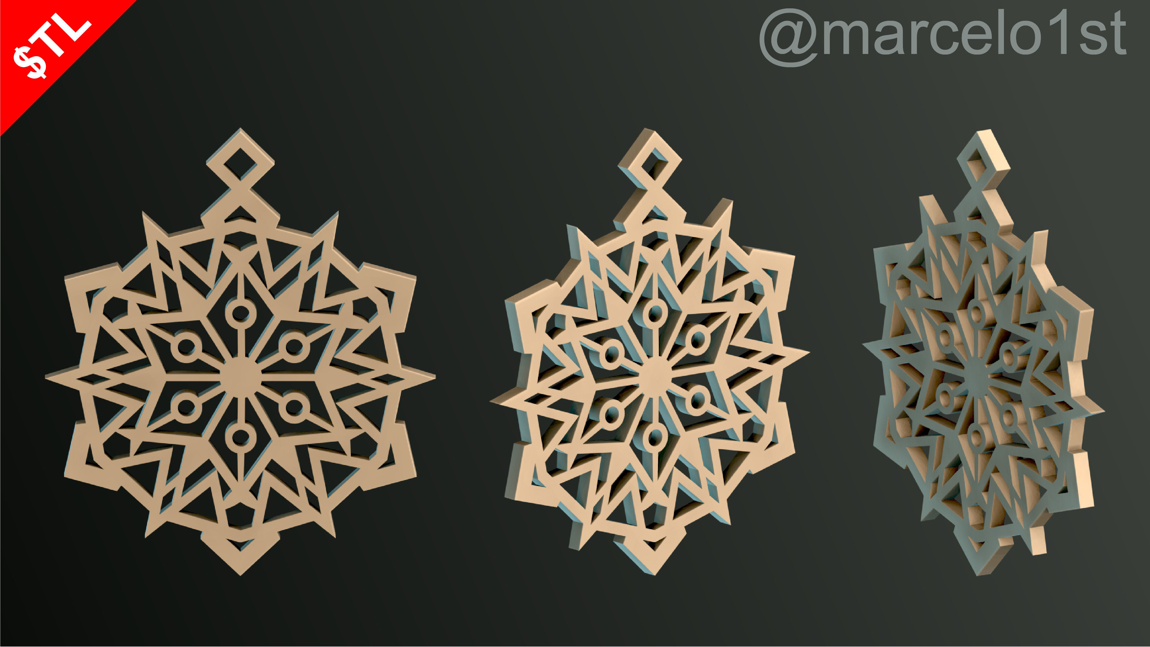 SNOWFLAKES CLASSIC TREE DECORATION 3D print model_10