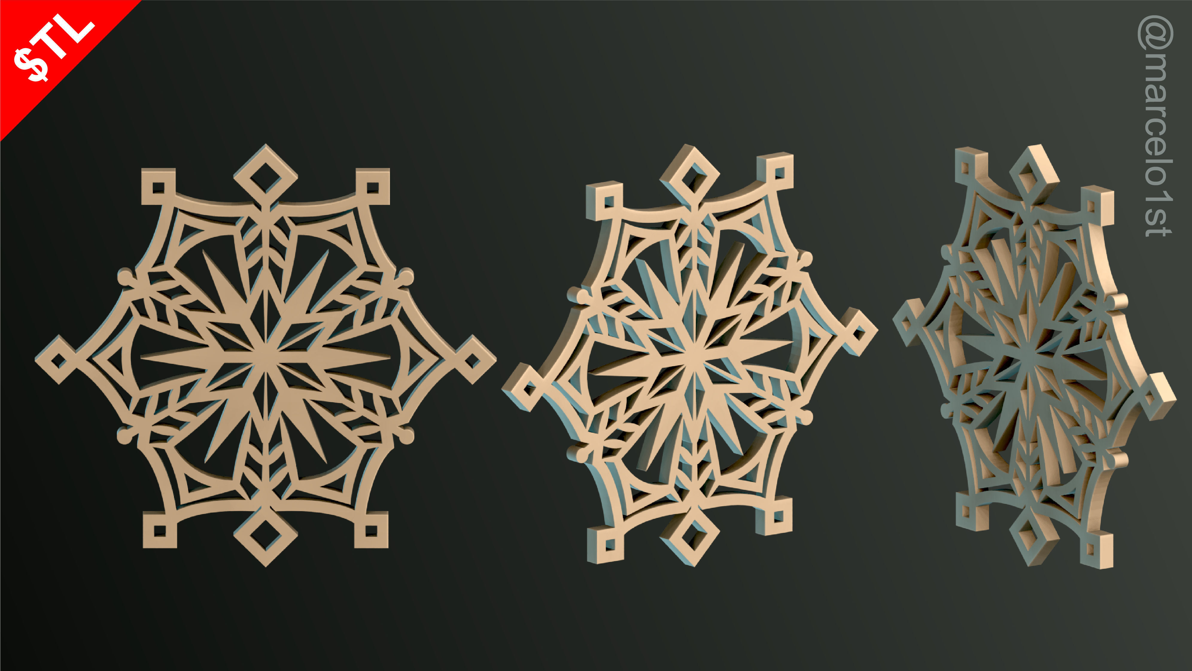 SNOWFLAKES CLASSIC TREE DECORATION 3D print model_4