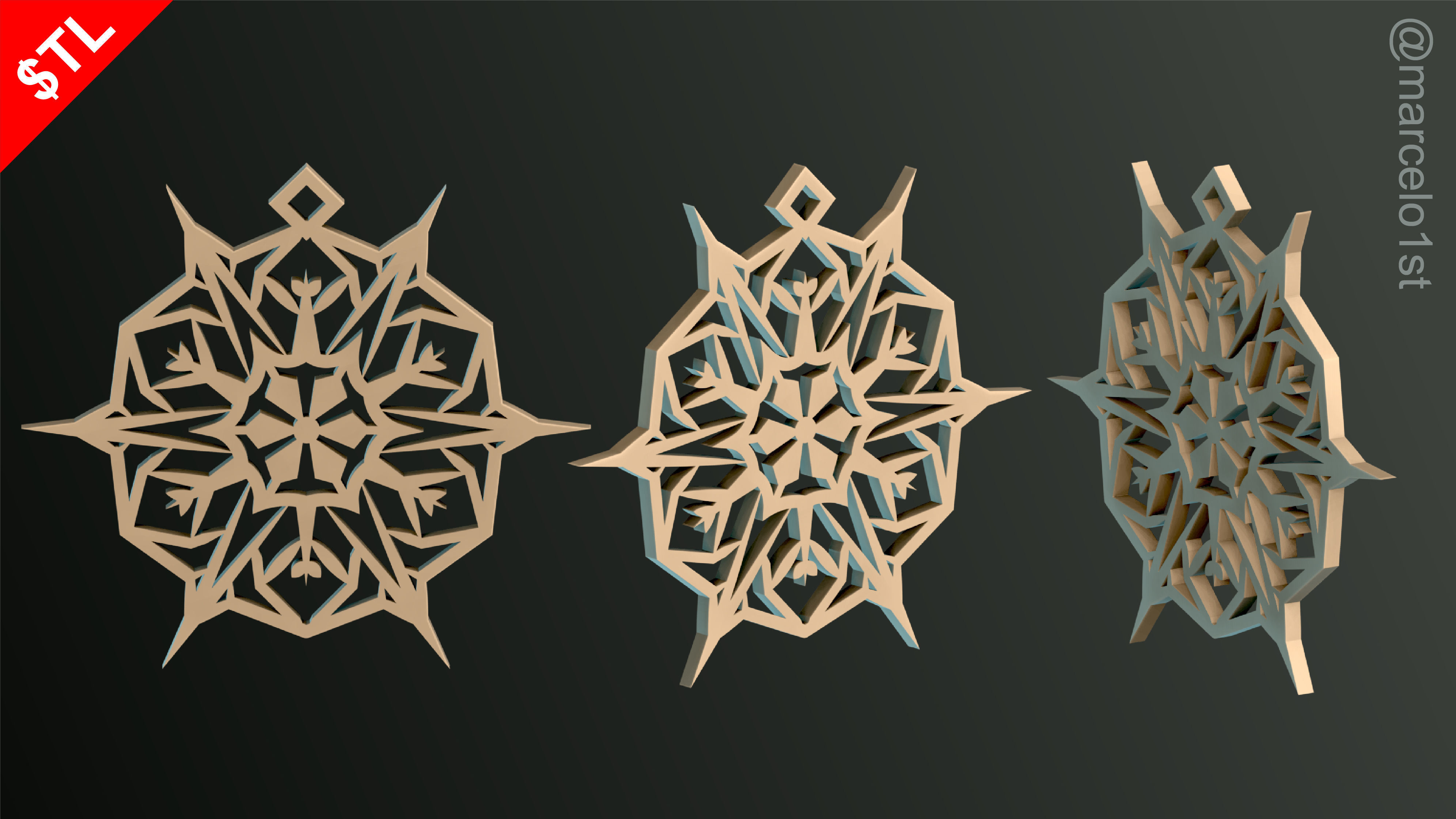 SNOWFLAKES CLASSIC TREE DECORATION 3D print model_5