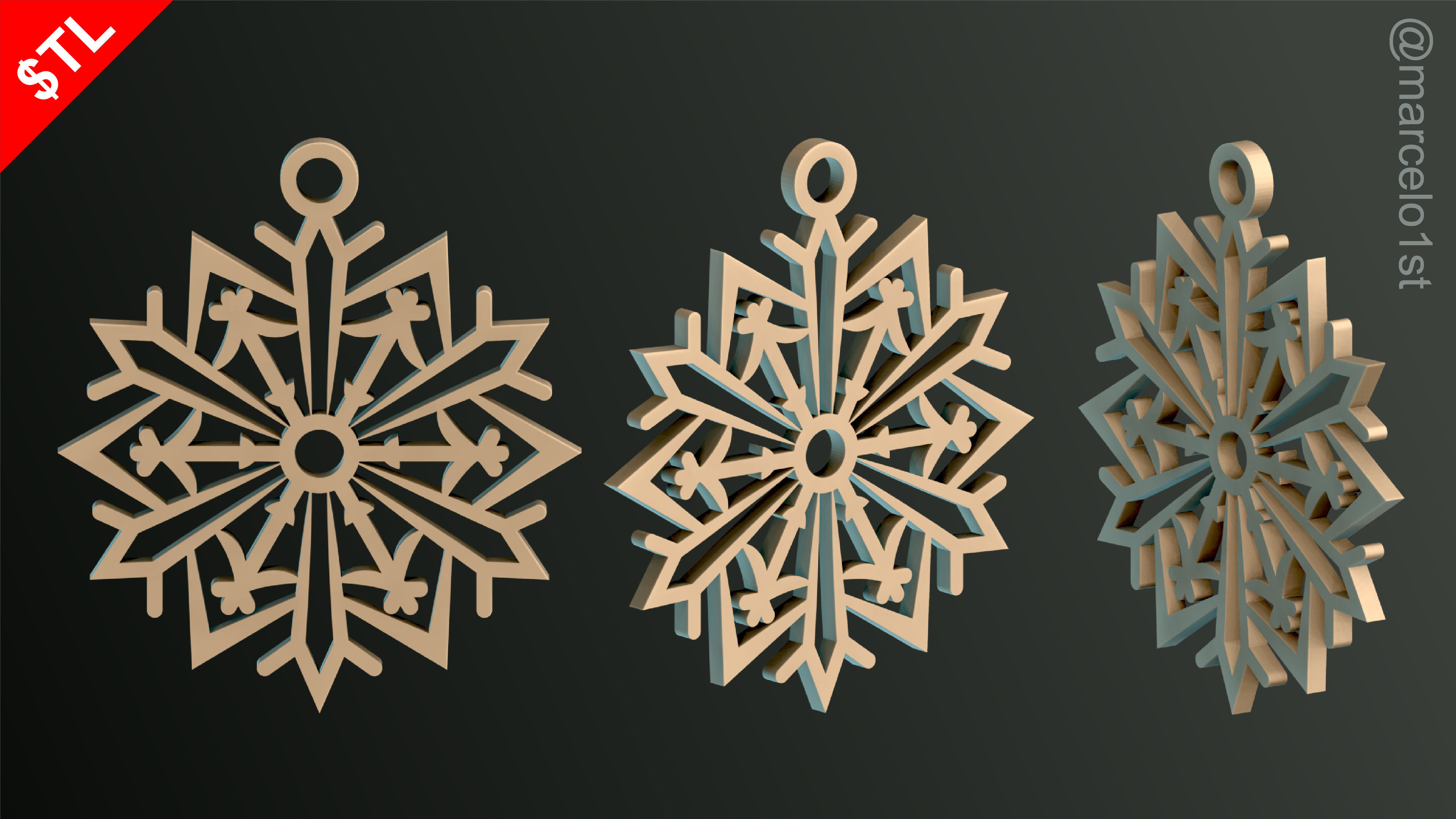 SNOWFLAKES CLASSIC TREE DECORATION 3D print model_3