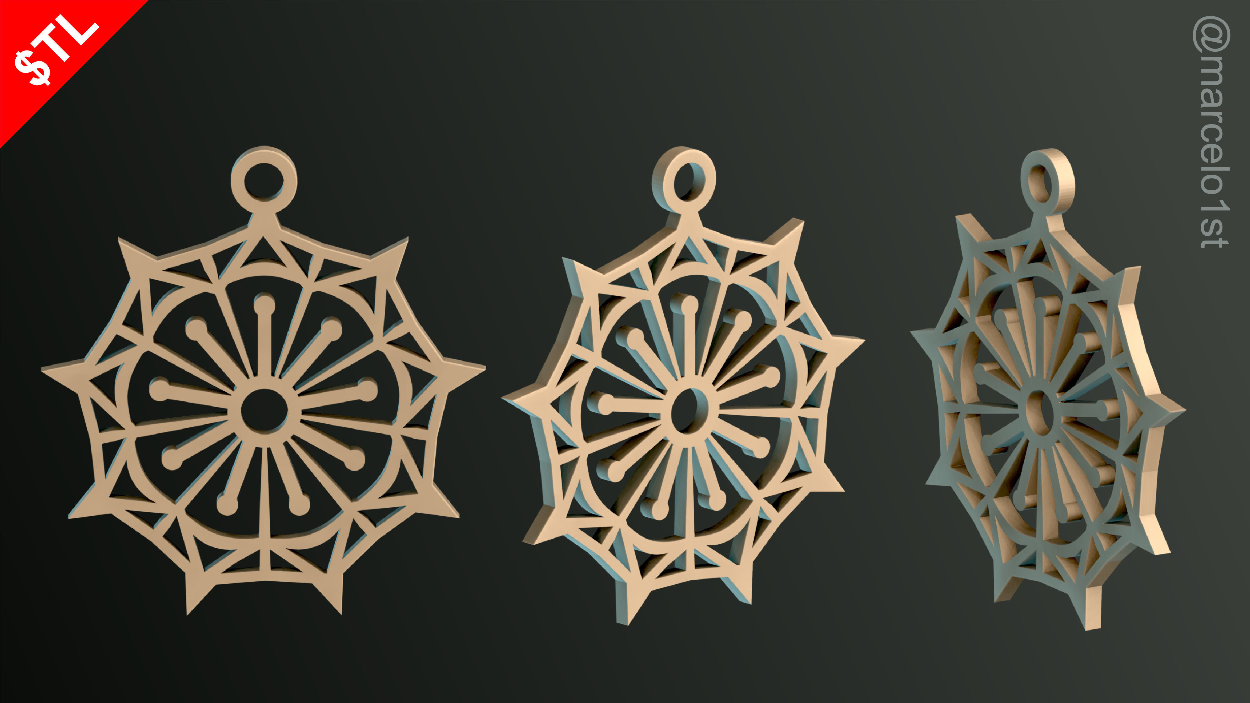 SNOWFLAKES CLASSIC TREE DECORATION 3D print model_7