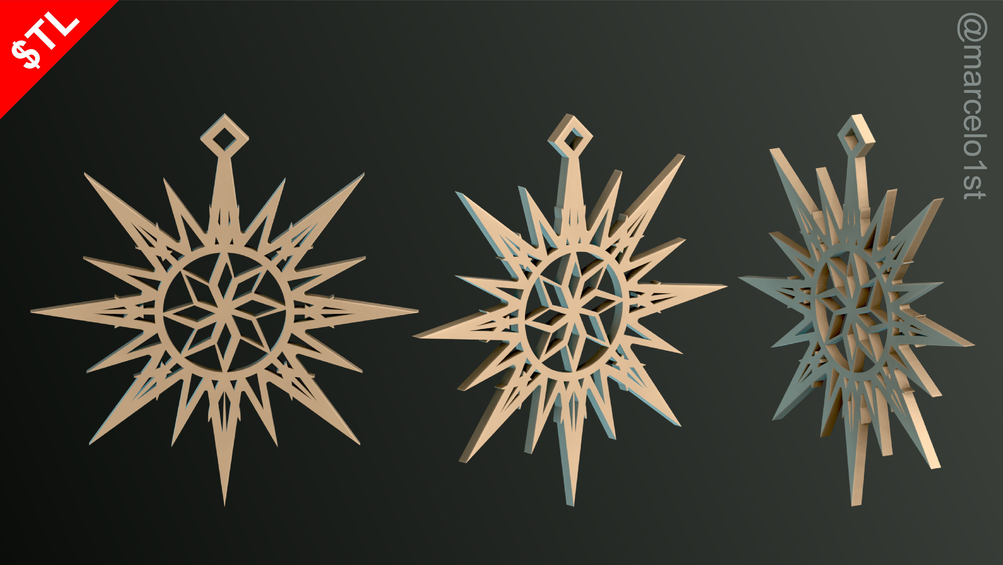 SNOWFLAKES CLASSIC TREE DECORATION 3D print model_6